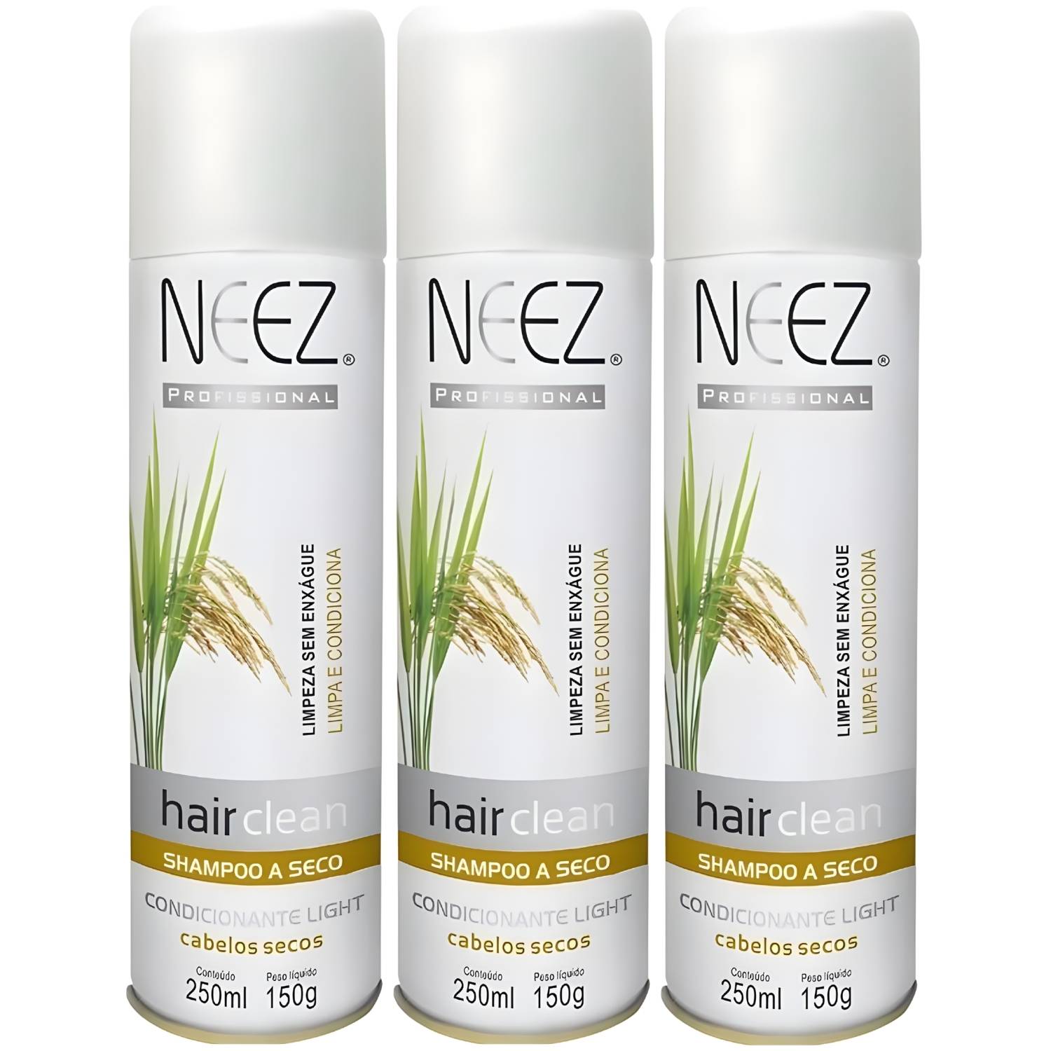 Kit 3 Shampoo A Seco Para Cabelos Secos Neez Profissional Hidratante Limpeza Revitalizante 250ml
