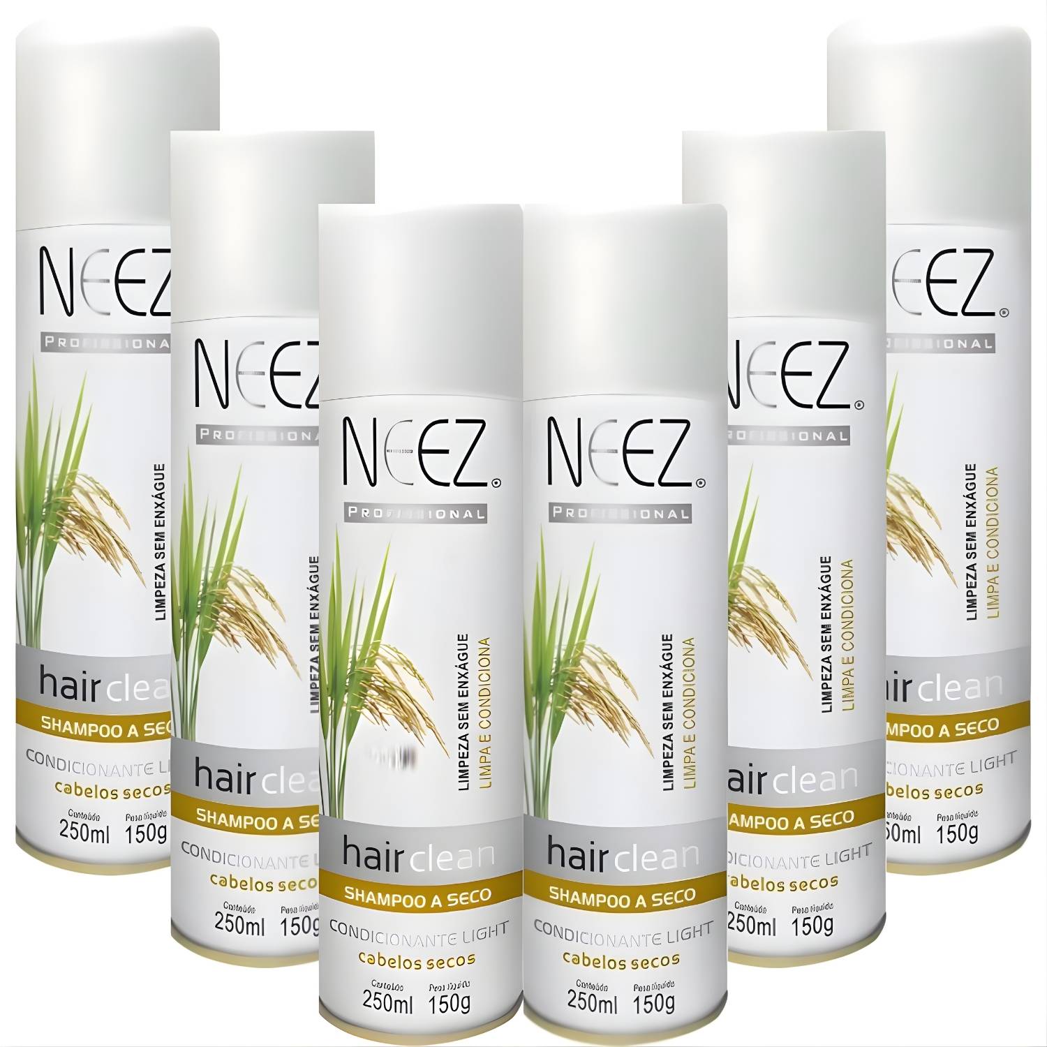 Kit 6 Shampoo A Seco Para Cabelos Secos Neez Profissional Hidratante Limpeza Revitalizante 250ml