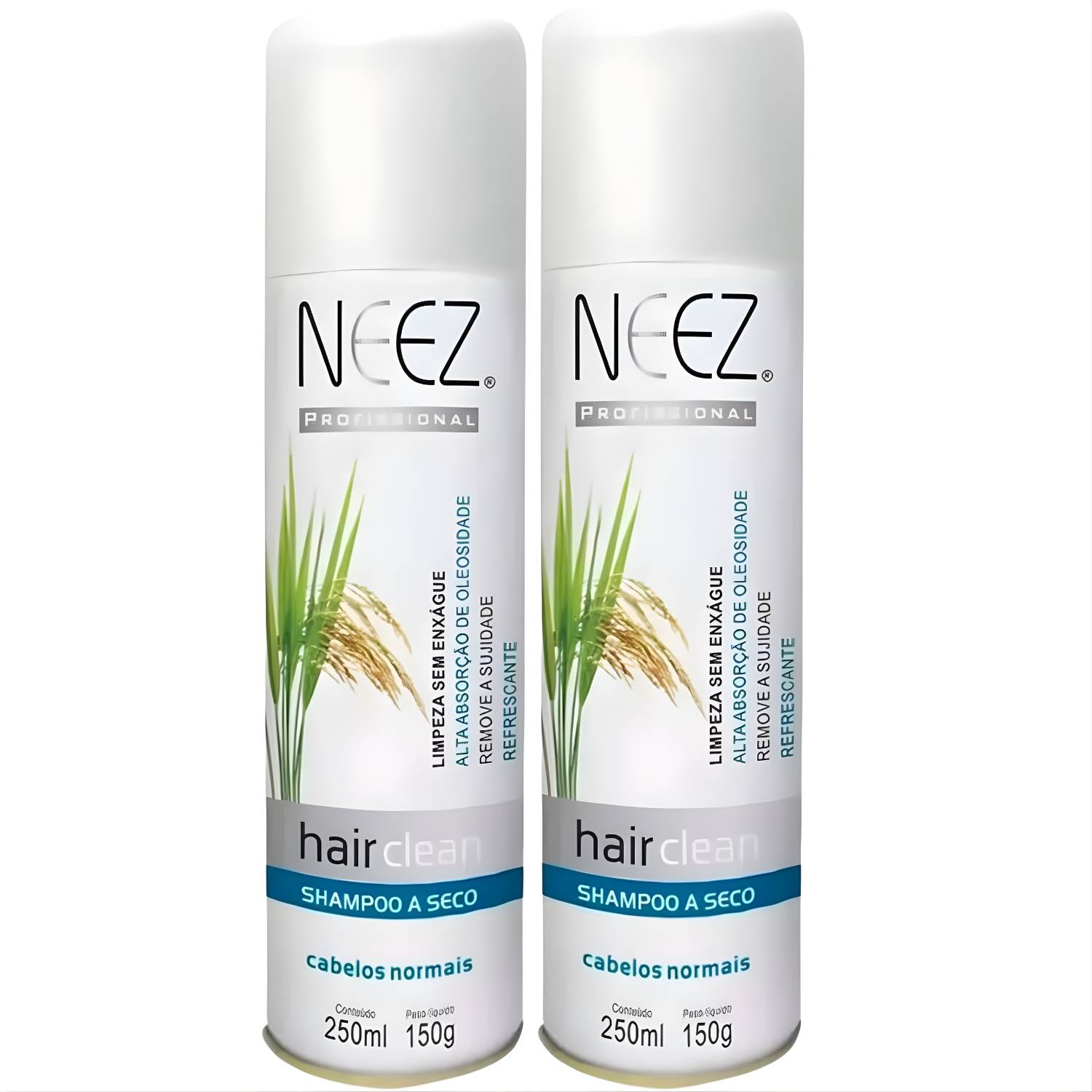 Kit 2 Shampoo A Seco Para Cabelos Normais Neez Profissional Maciez Limpeza Revitalizante 250ml