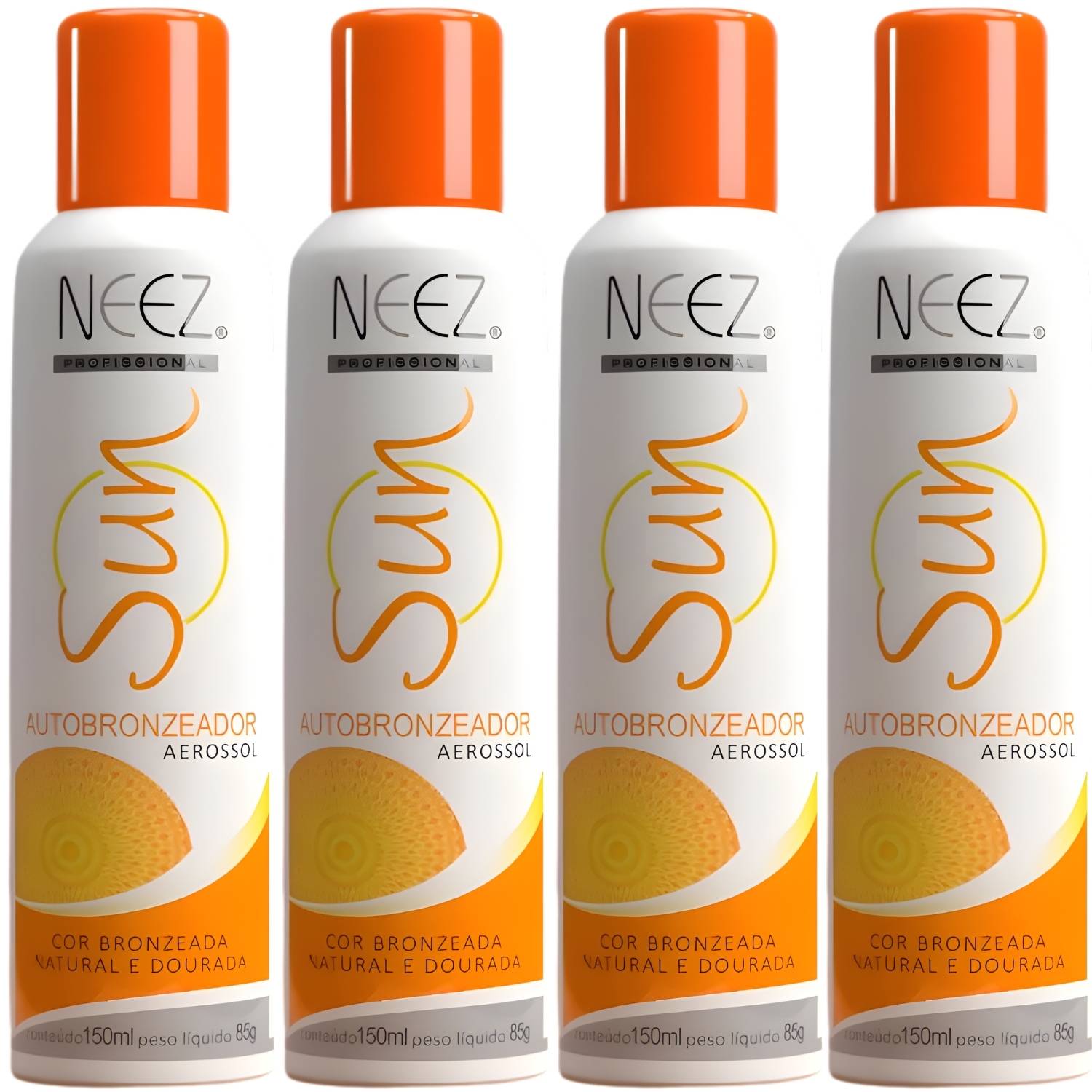 Kit 4 Spray Autobronzeador Profissional Neez Sun Resultado Imediato Natural Bronze Sem Sol 150ml