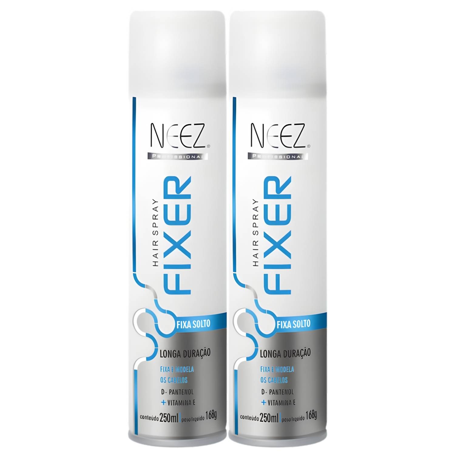 Kit 2 Spray Fixador De Cabelo Profissional Neez Laque Capilar Fixa Solto Longa Duração 250ml