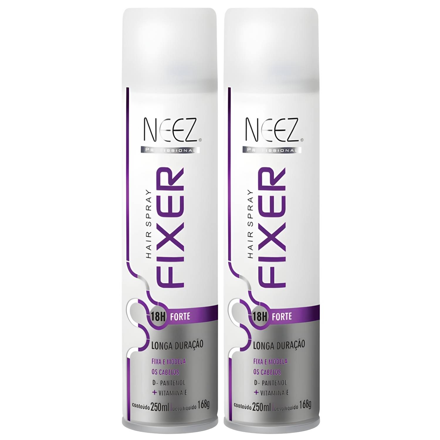 Kit 2 Spray Fixador De Cabelo Profissional Neez Laque Capilar Fixação Forte 18 Horas 250ml