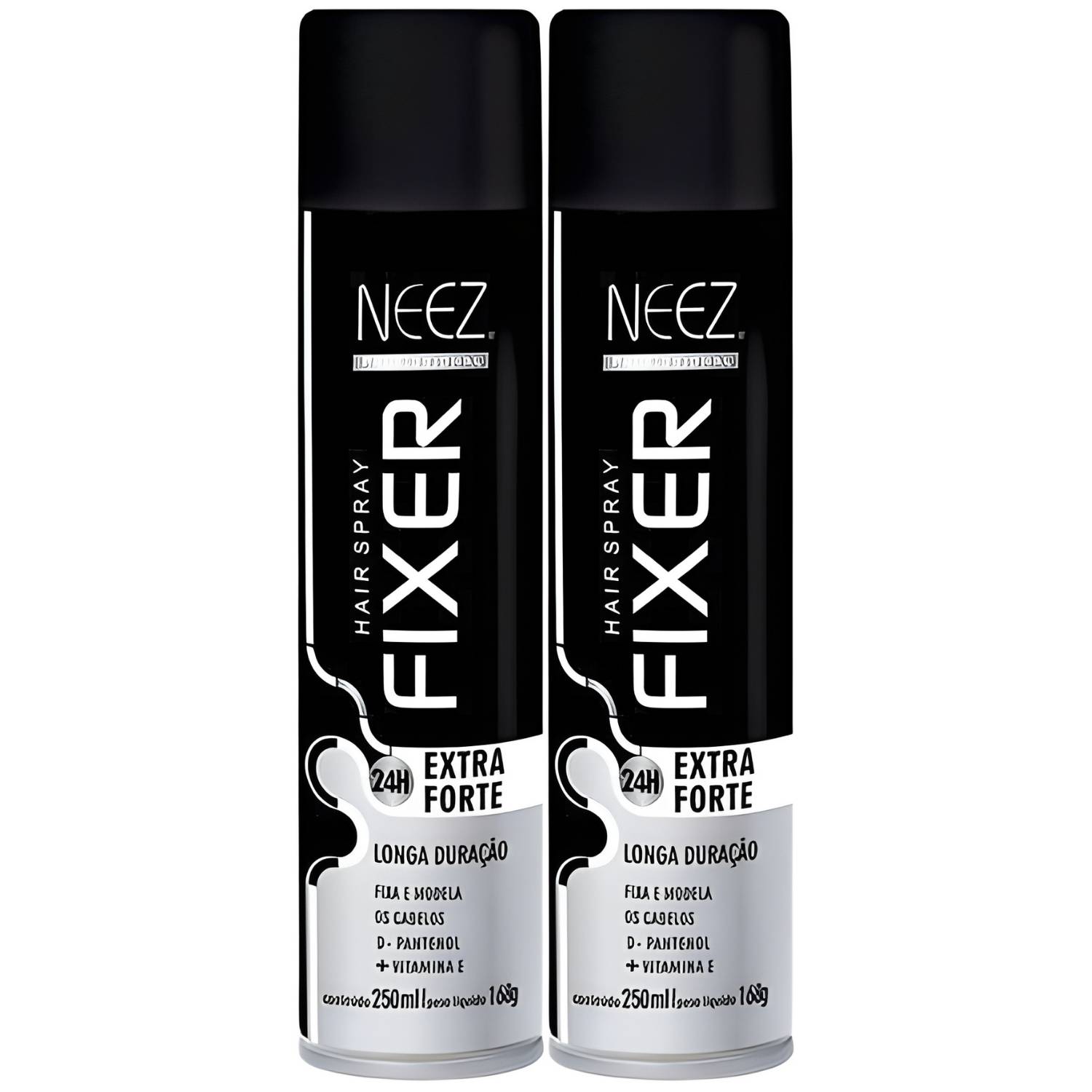 Kit 2 Spray Fixador De Cabelo Profissional Neez Laque Capilar Fixação Extra Forte 24 Horas 250ml