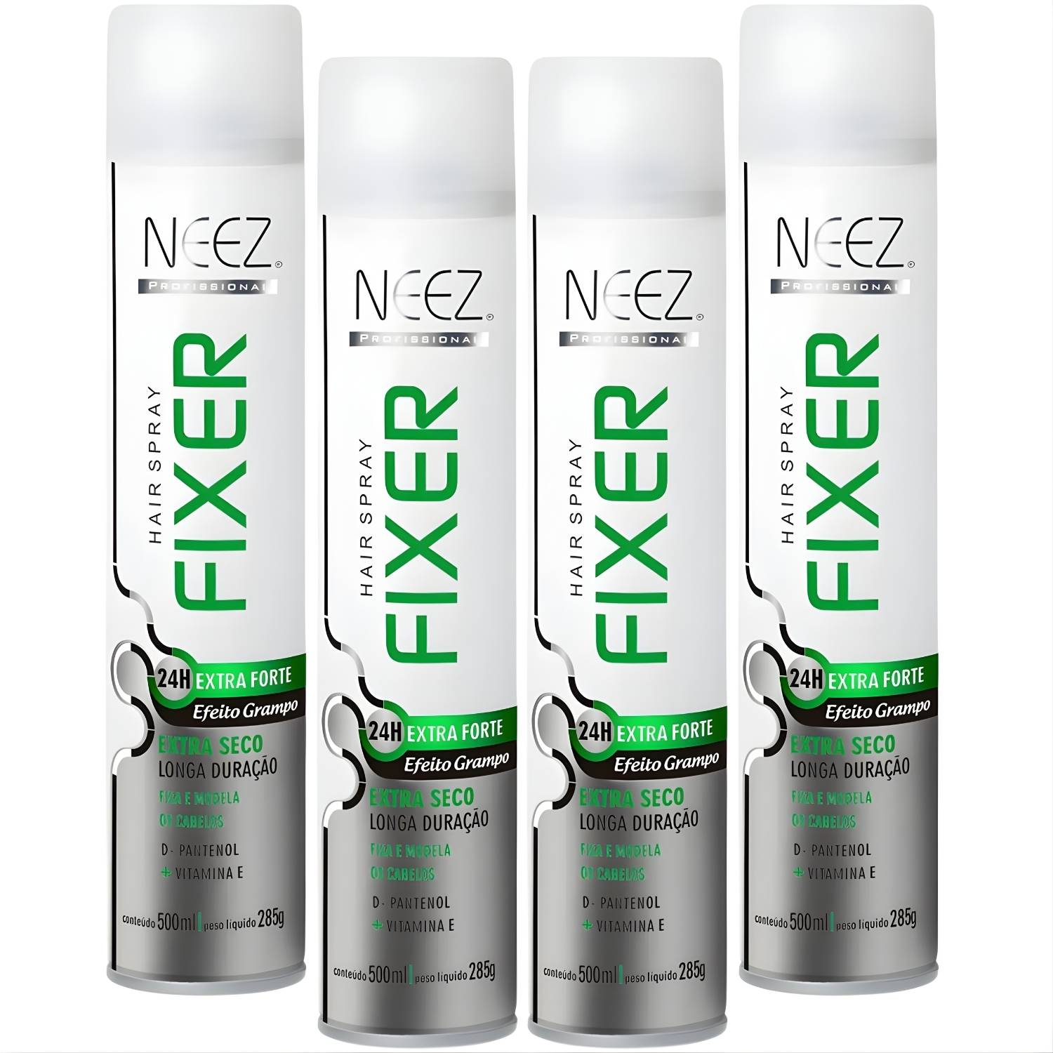Kit 4 Spray Fixador De Cabelo Profissional Neez Laque Extra Forte Efeito Grampo 24 Horas 400ml