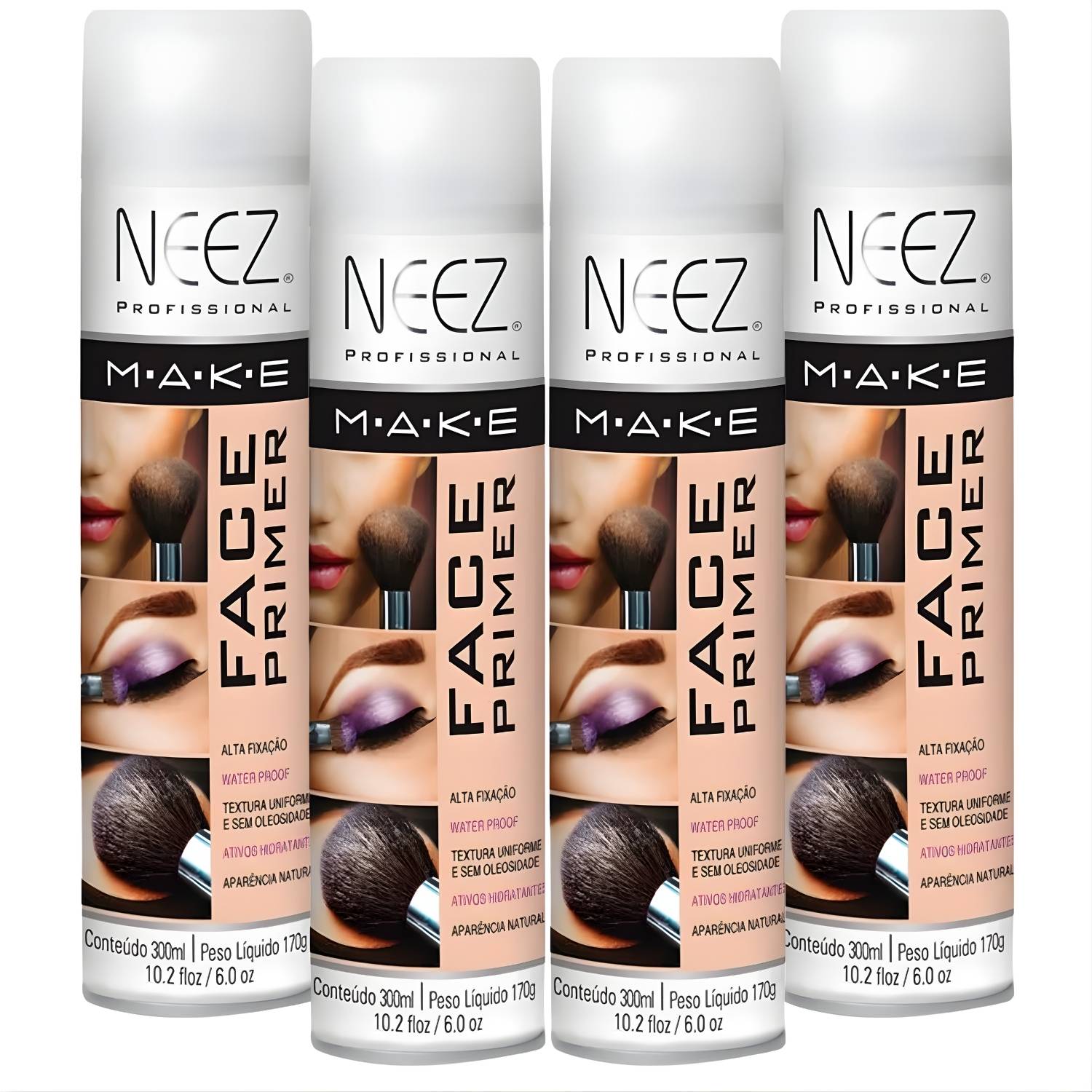 Kit 4 Primer Maquiagem Spray Neez Profissional Alta Fixação Make A Prova D'agua Facial 300ml