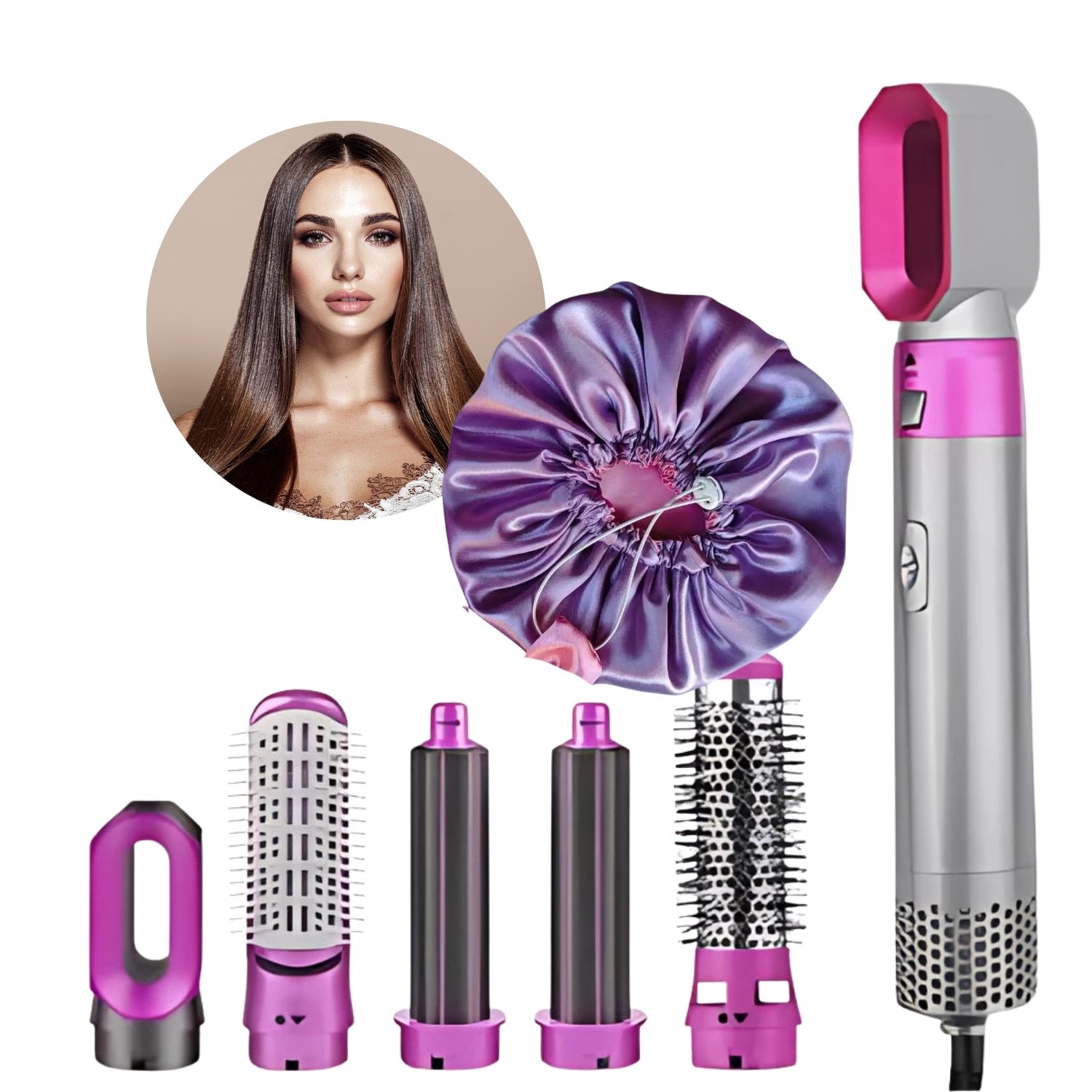 Kit secador 5 em 1 e touca de cetim Beleza Express
