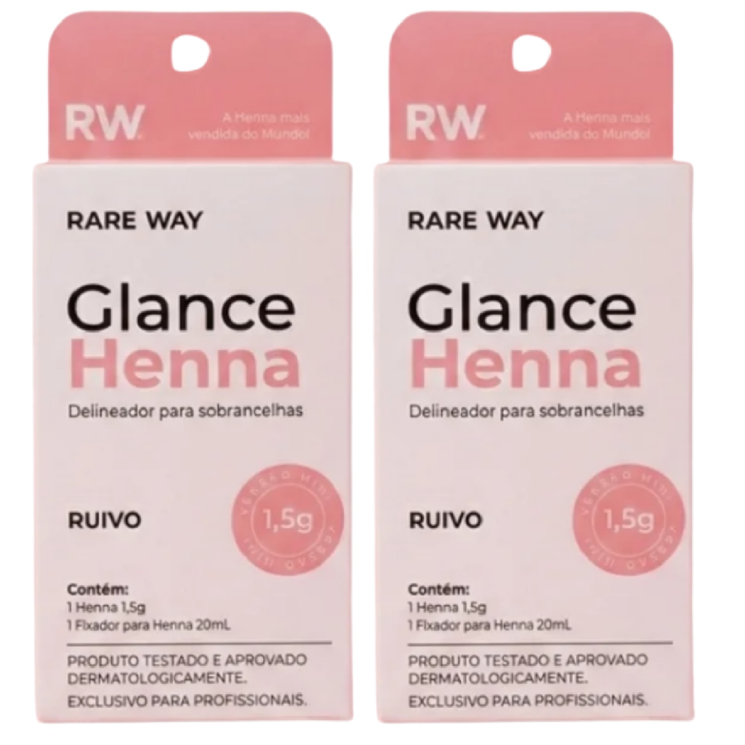 Kit 2 Henna Glance Cor Ruivo Rare Way 1,5g