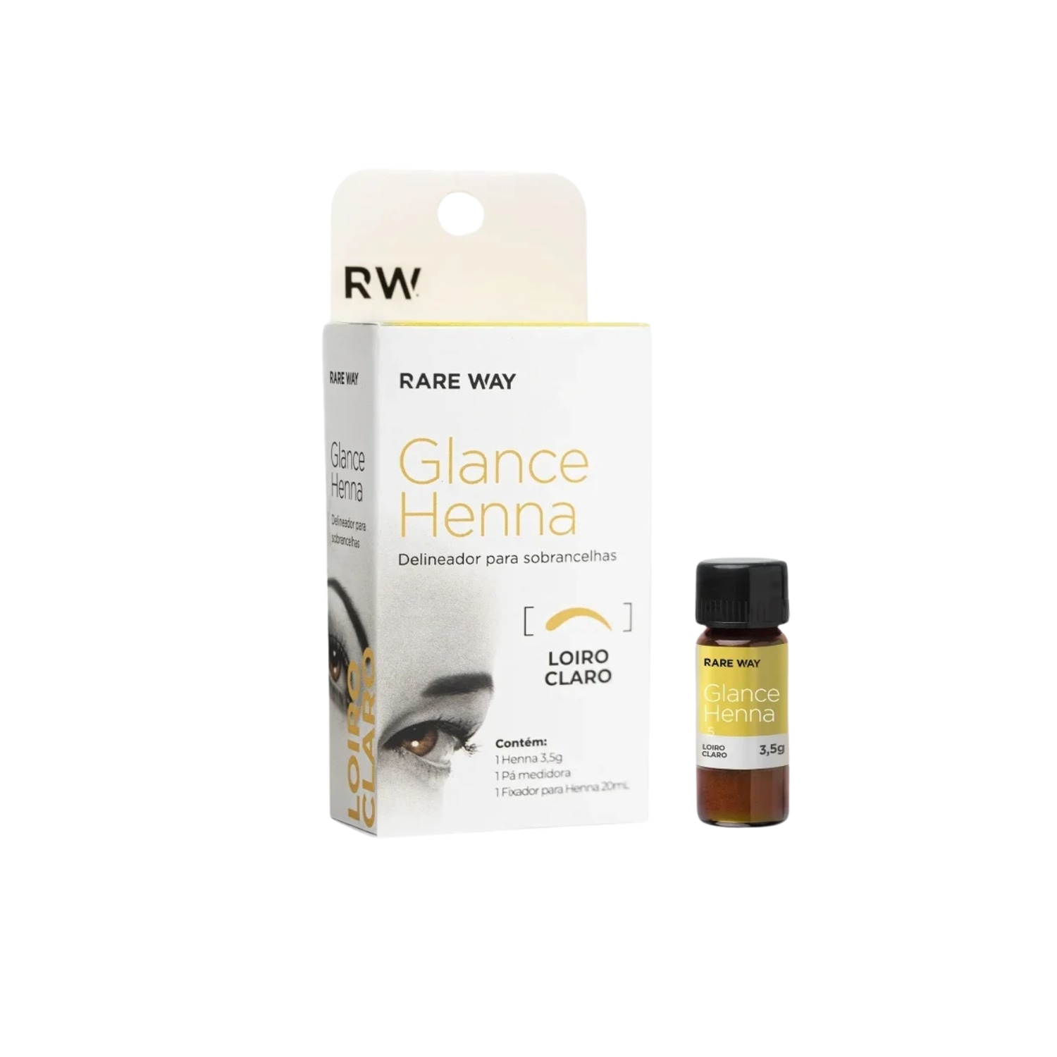 Kit 2 Henna Glance Cor Loiro Claro Rare Way 3,5g