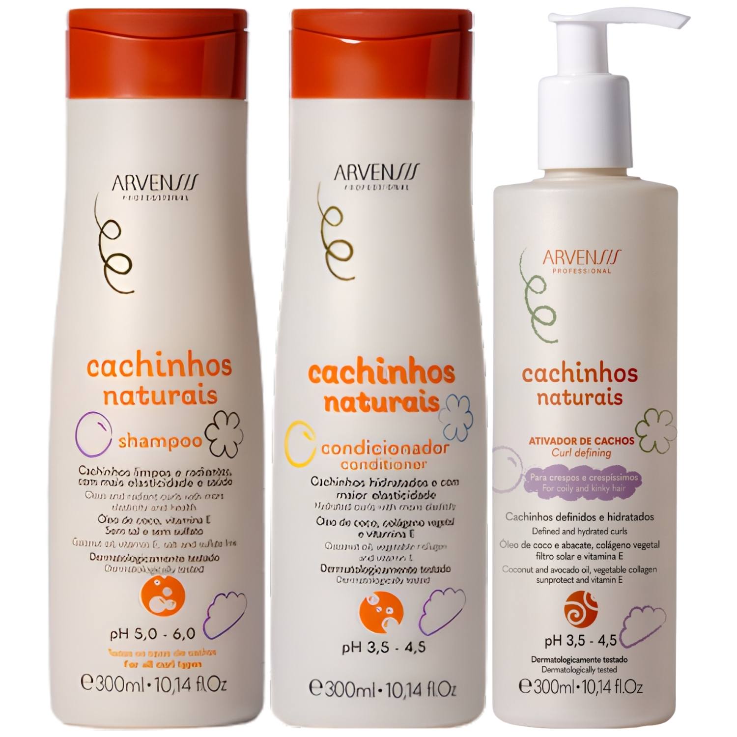 Kit Shampoo Condicionador Ativador Arvensis Cachinhos Naturais Infantil Crespo Vegano Sem Sulfato