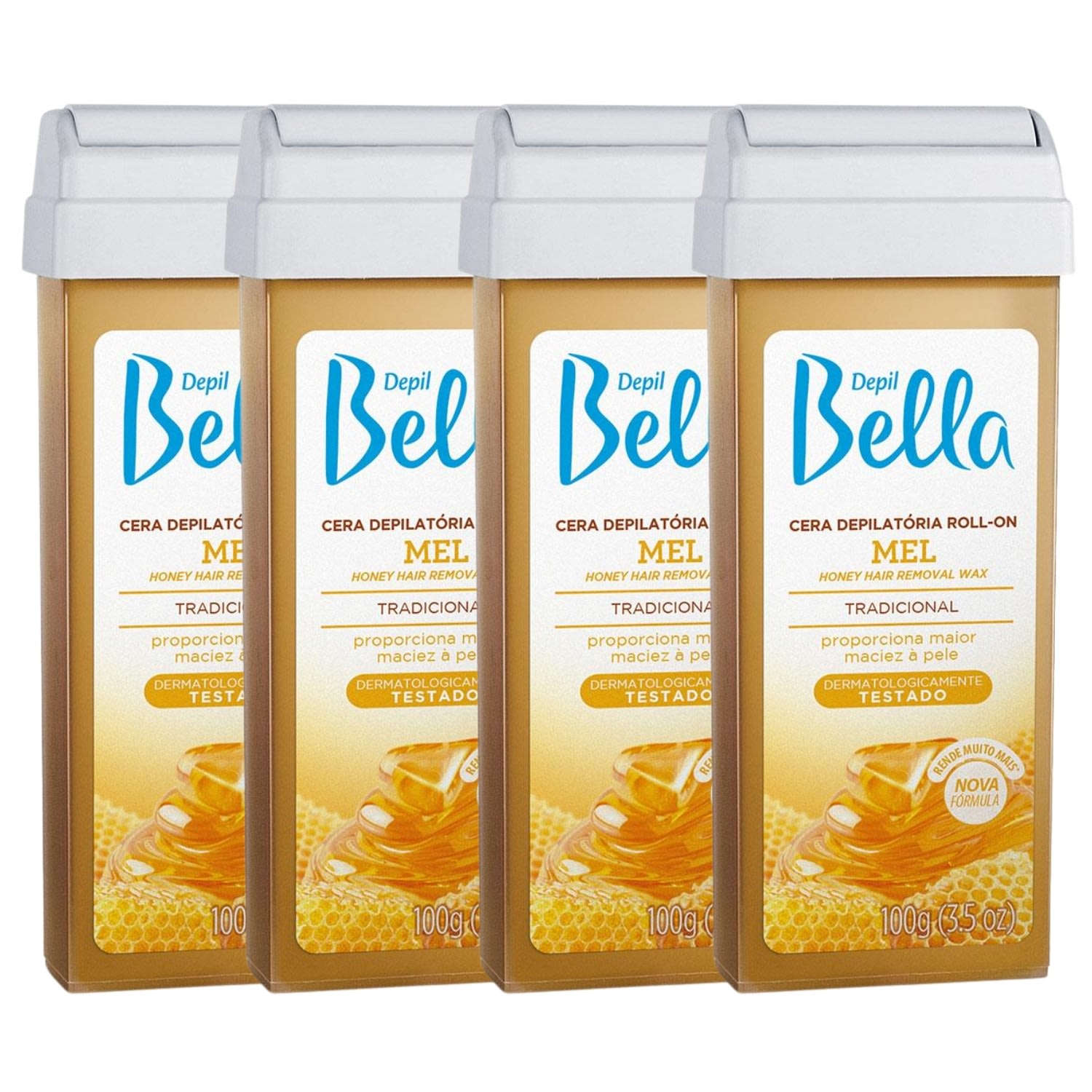 Kit Cera Rollon Profissional Depil Bella De Mel 4 Unidades