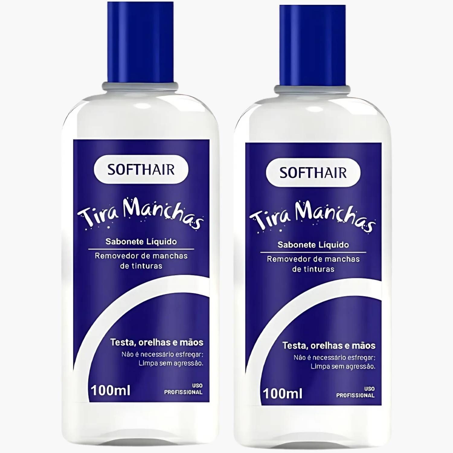 Kit 2 Sabonete Liquido Tira Manchas Soft Hair Pele E Mãos Removedor De Tintura Profissional 100ml