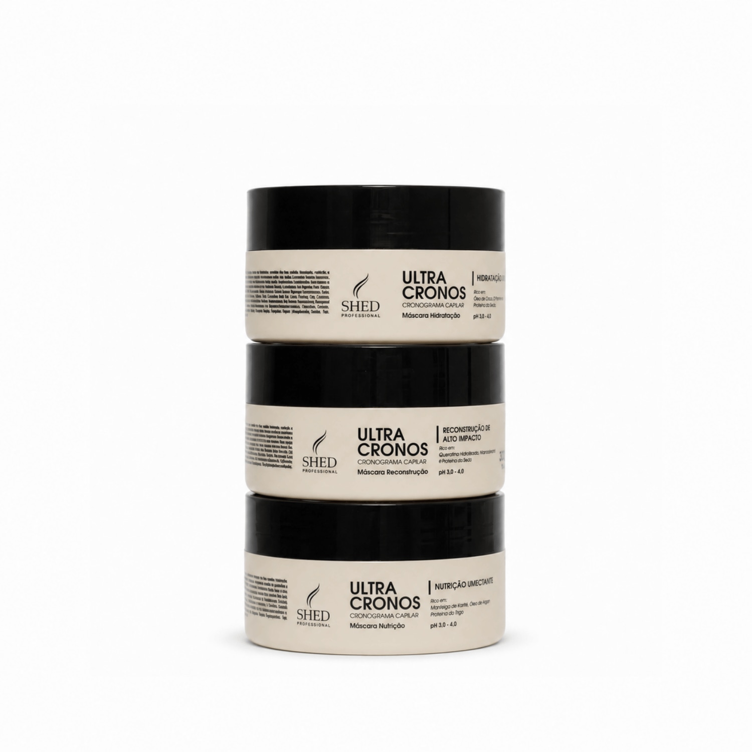 Kit Ultra Cronos Shed Professional: Trio Hidratação Nutrição Reconstrução