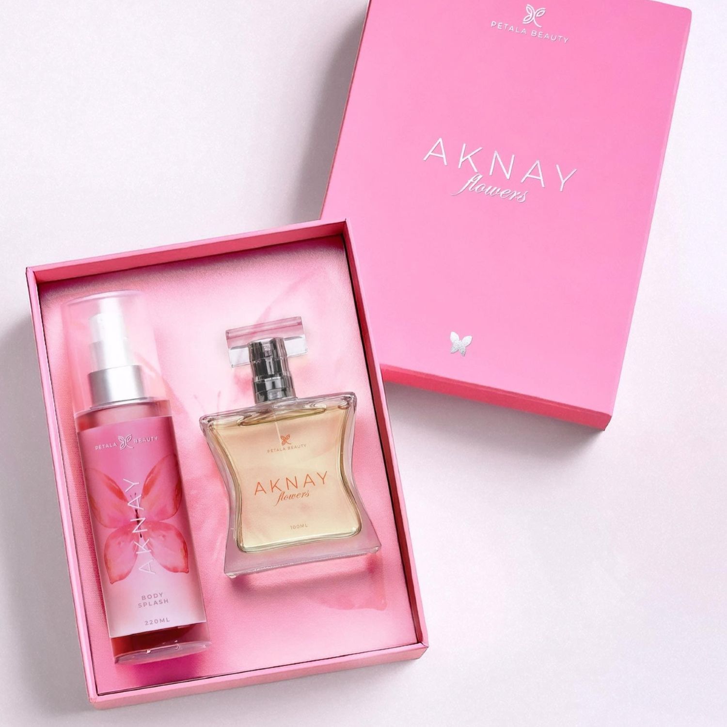 Kit Aknay Flowers Perfume 100ml + Body Splash 200ml Petala Beauty Alta Fixação Floral