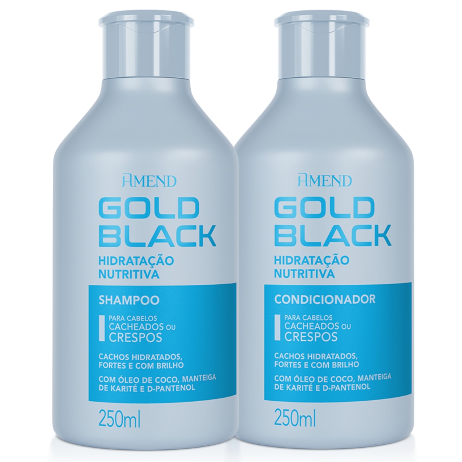 Shampoo e Condicionador pra Cachos Kit Amend Gold Black Hidrataçao