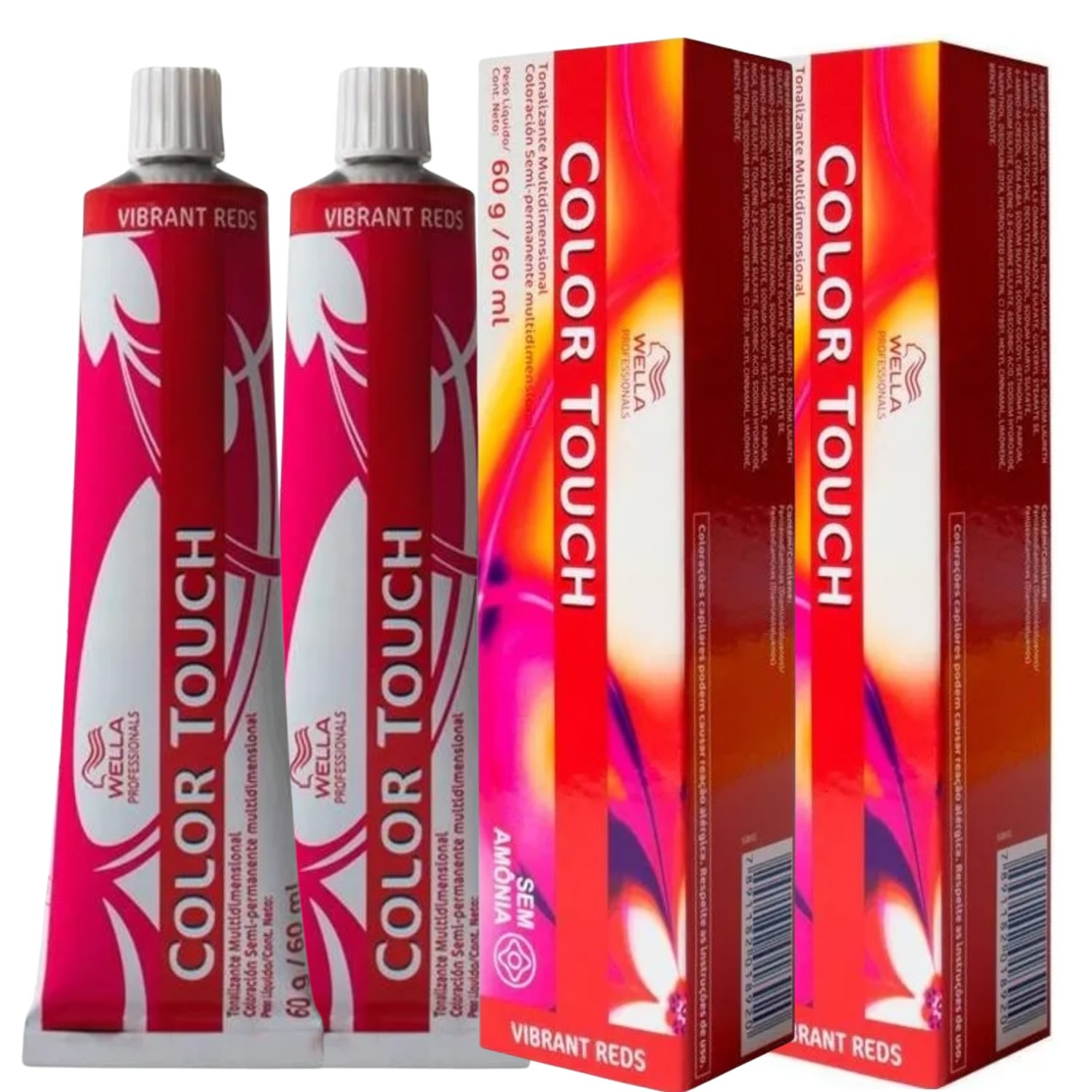 Tonalizante Cabelo Wella Professionals Color Touch 66/45 Loiro Vermelho Acaju Kit 2 Unidades