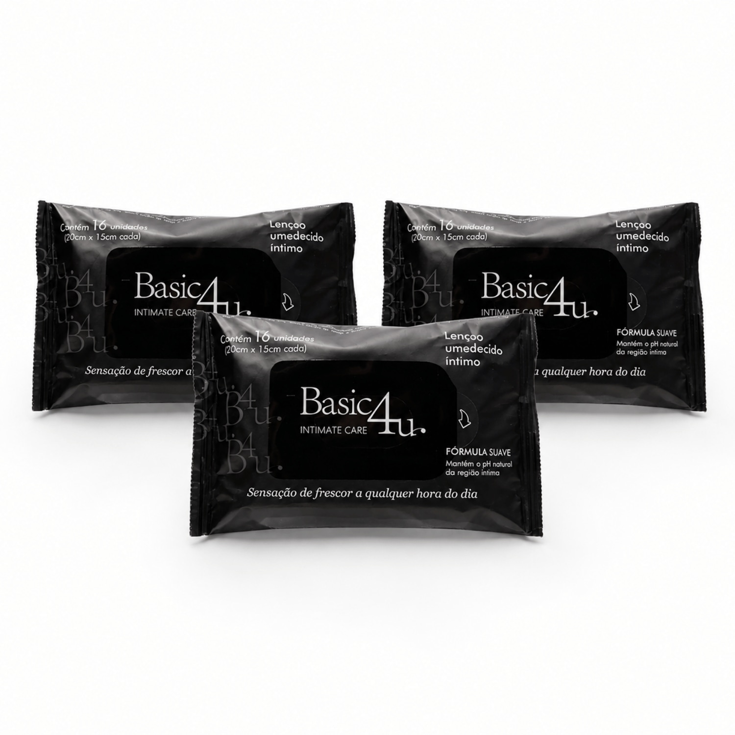 Kit Basic4u: 3 Lenços Umidecidos Íntimos Higiene e Frescor