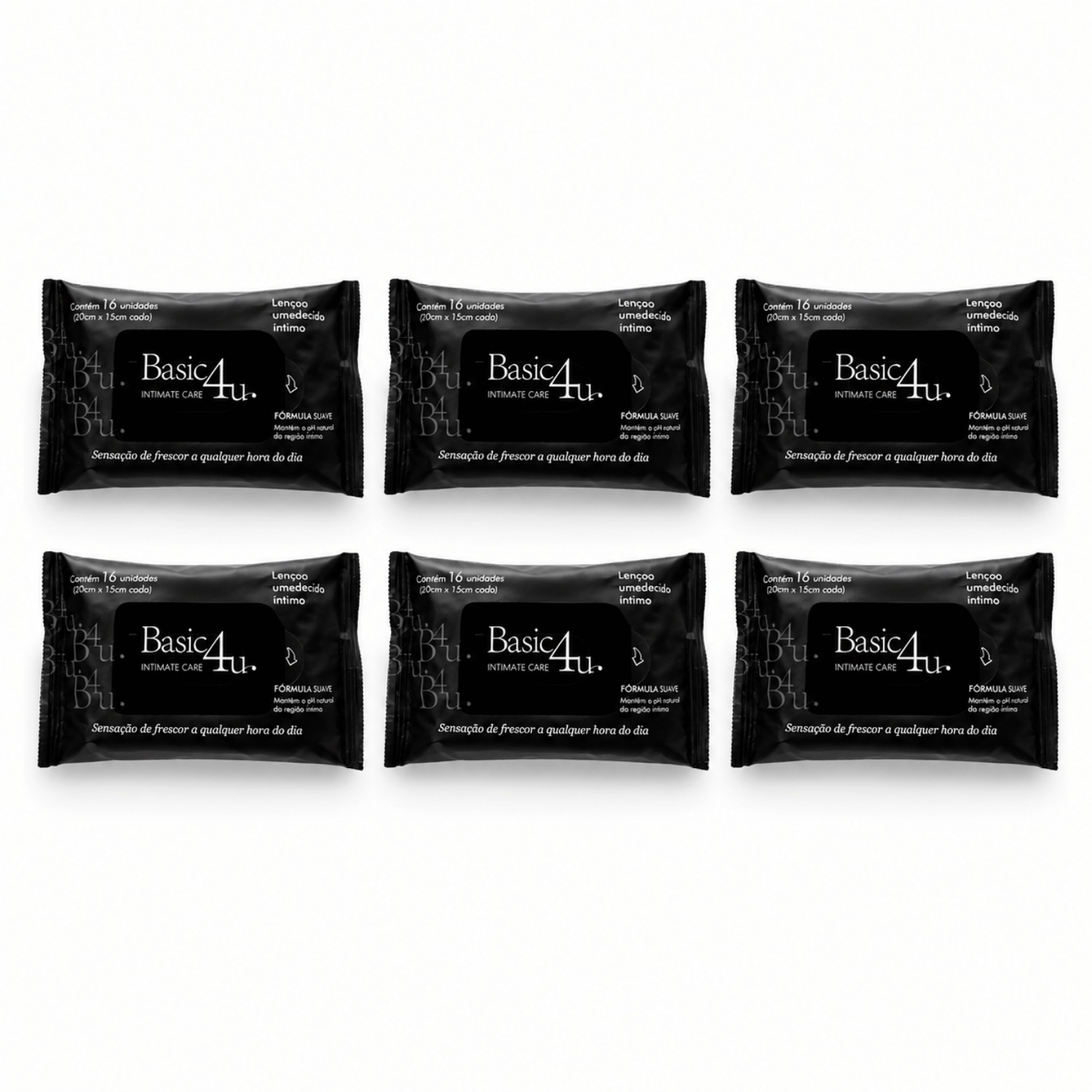 Kit Basic4u: 6 Lenços Umidecidos Íntimos Higiene e Frescor