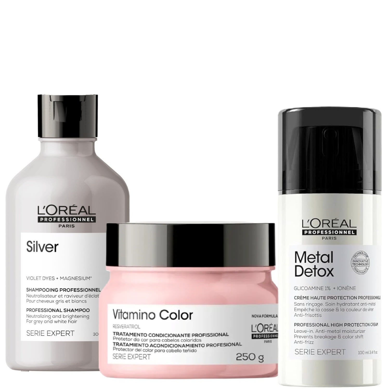 Trio L'Oréal Professionnel para Cabelos Grisalhos ou Coloridos (3 Produtos)