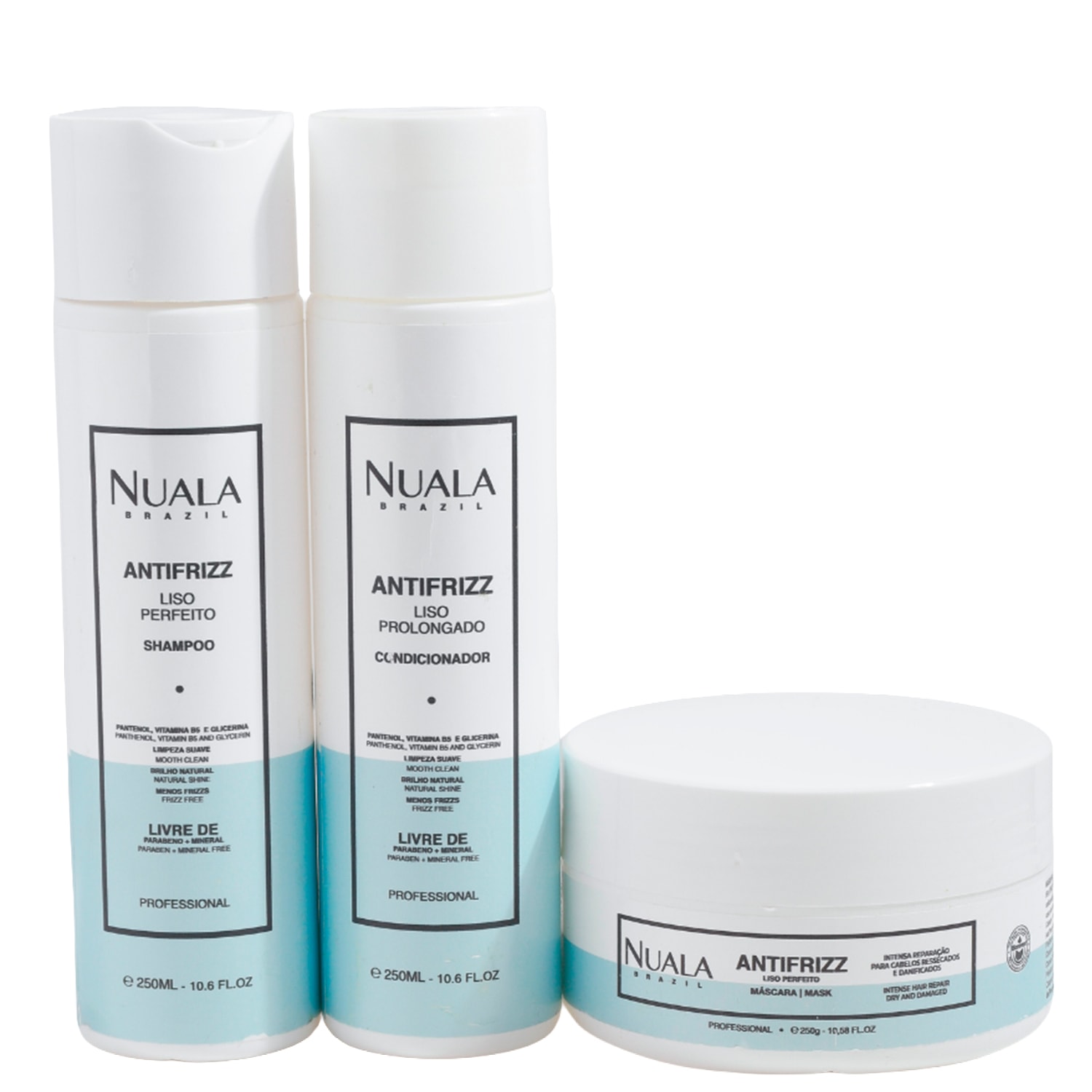 Kit Nuala Antifrizz Shampoo + Condicionador + Máscara (3 Produtos)
