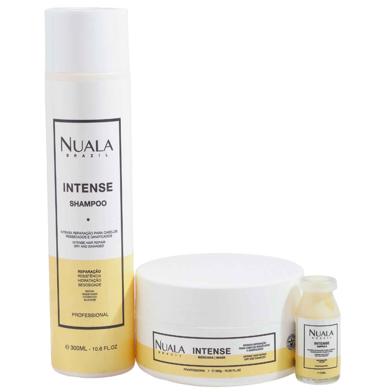Kit Nuala Reconstrução Intense Shampoo + Máscara + Ampola (3 Produtos)