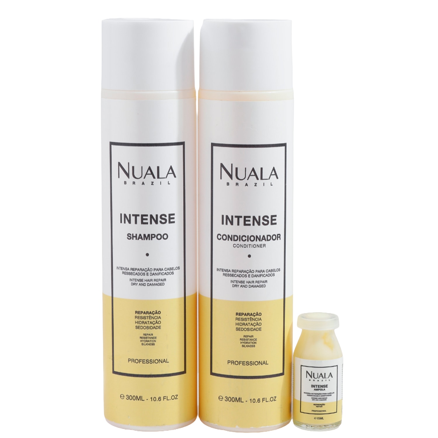 Kit Nuala Reconstrução Intense Shampoo + Condicionador + Ampola (3 Produtos)