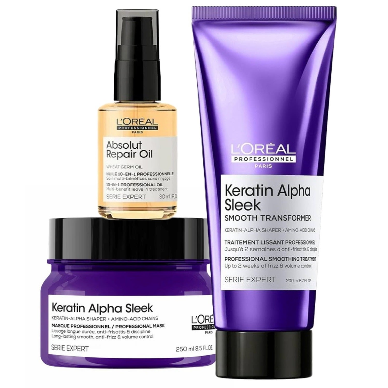 Trio L'Oréal Professionnel Keratin Alpha Sleek Absolut Oil Hidratação (3 Produtos)