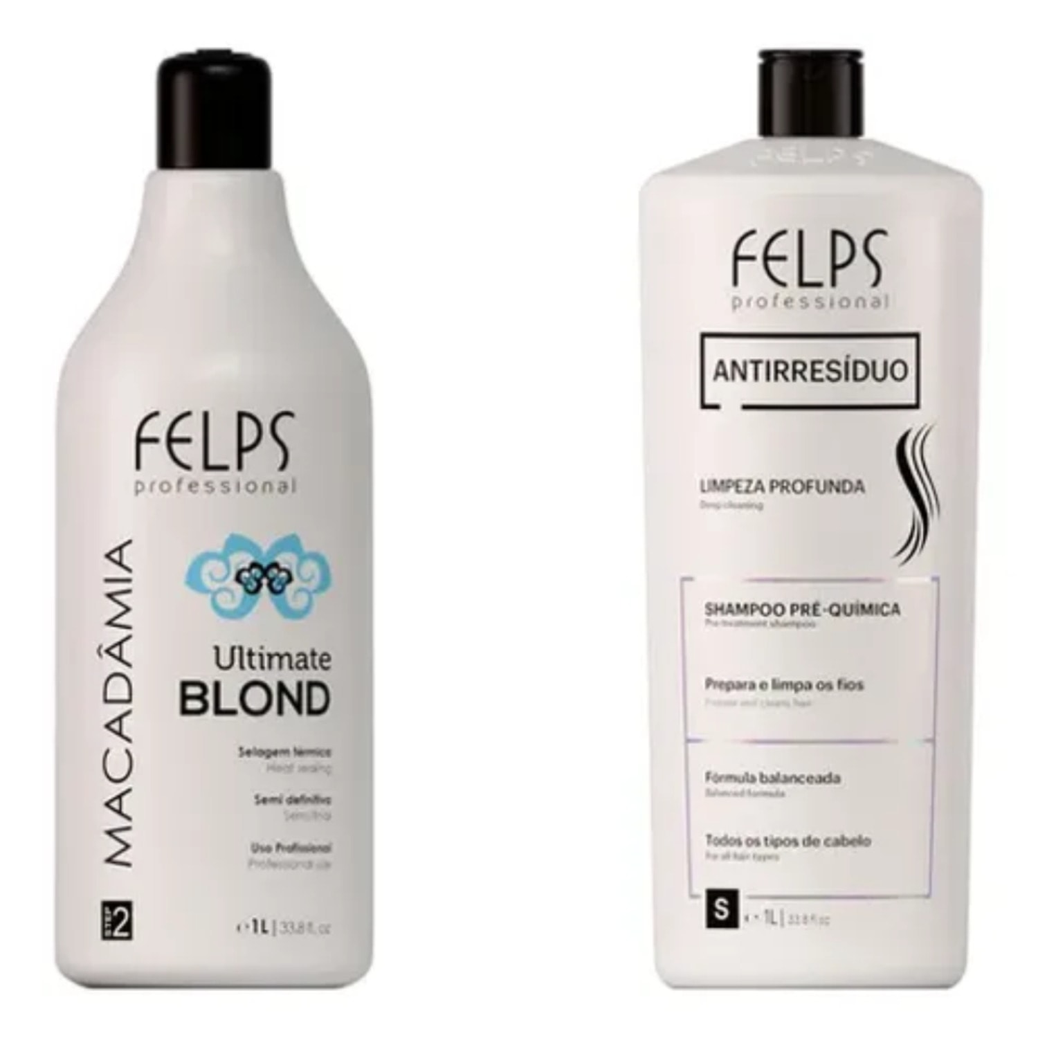 Kit Shampoo Antirresíduos 1L + Progressiva Ultimate Blonde 1l - Felps Professional.