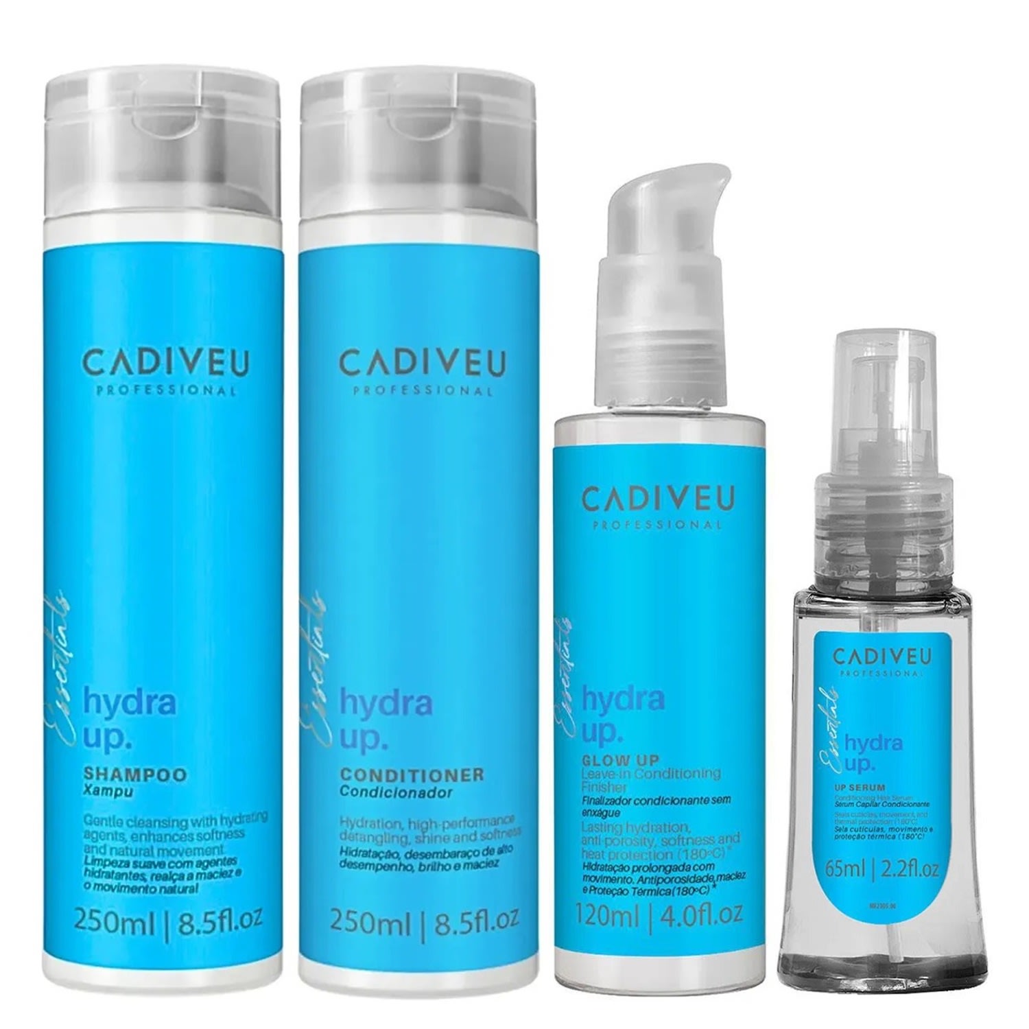 Kit Cadiveu Professional Hydra Up - Shampoo & Condicionador 250ml + Leave-In 120ml + Sérum 65ml