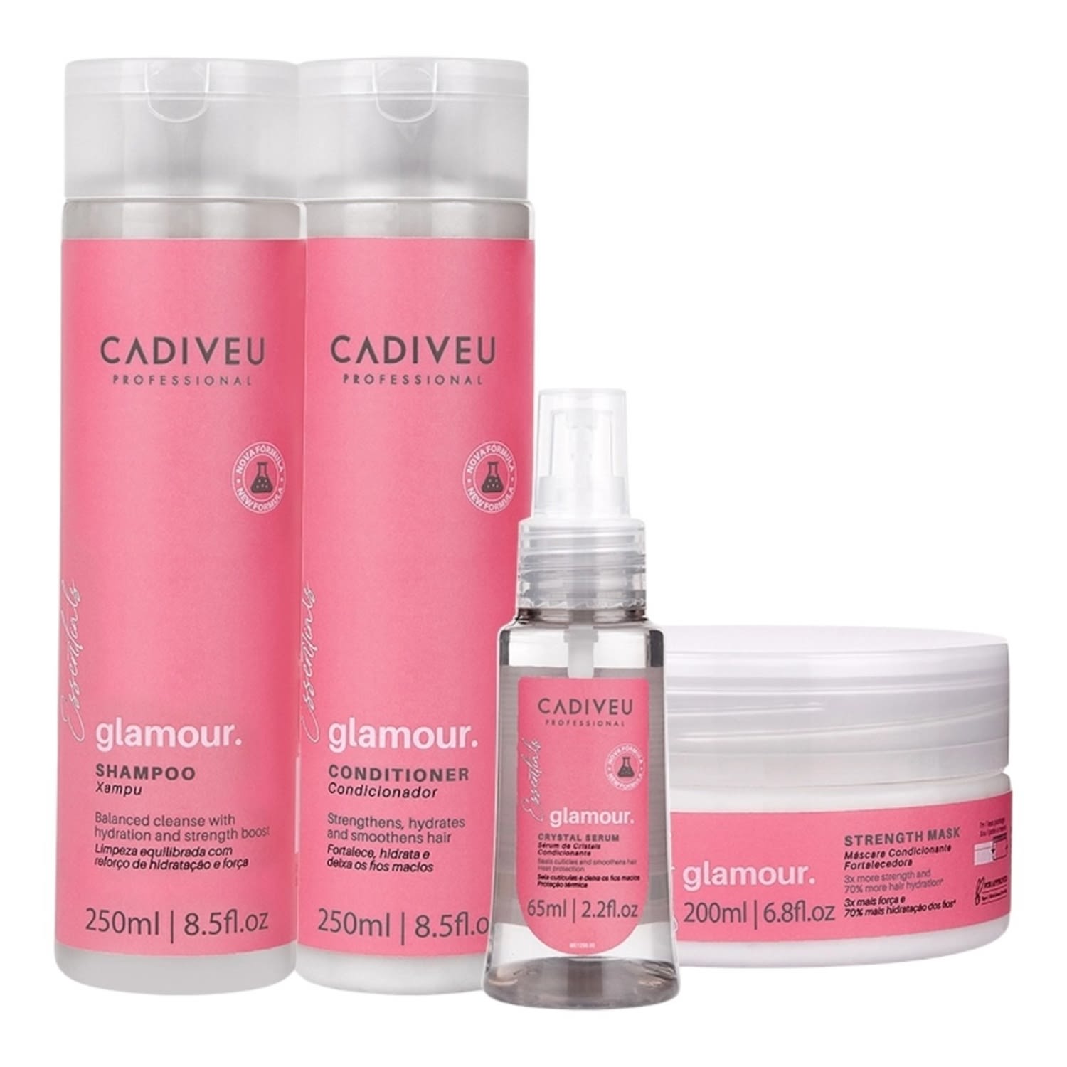 Kit Cadiveu Professional Glamour - Shampoo & Condicionador 250ml + Máscara 200ml + Sérum 65ml