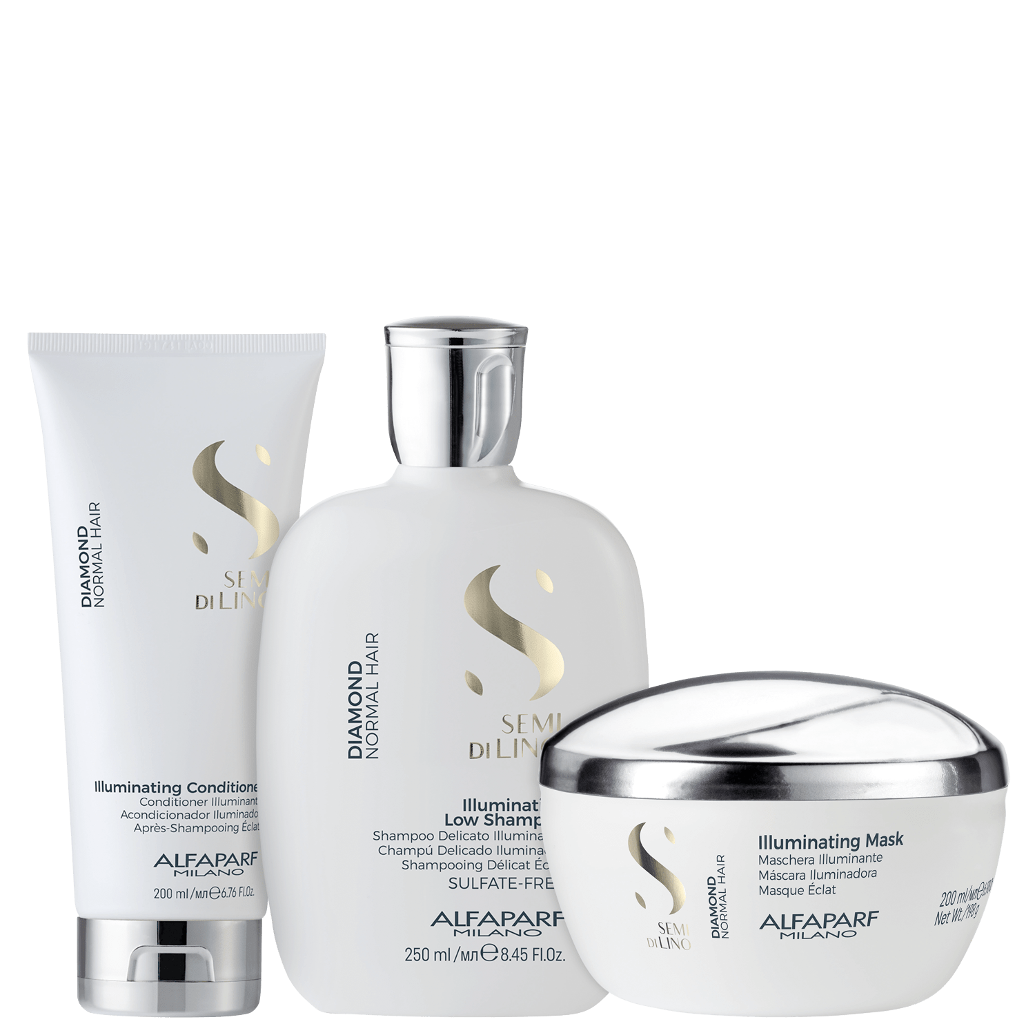 Kit Alfaparf Semi Di Lino Diamond Tripla Ação (3 Produtos)
