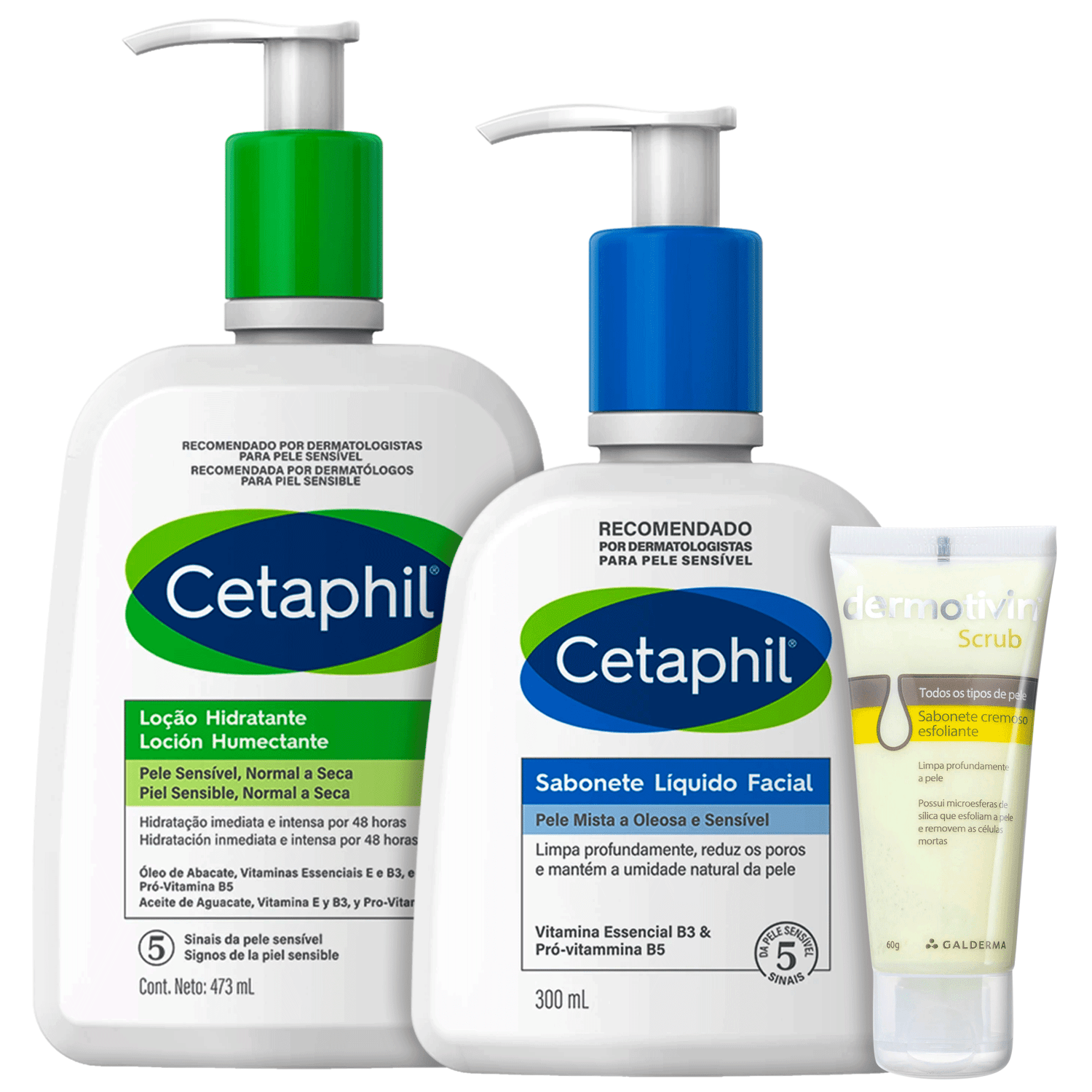 Kit Hidratação, Limpeza e Esfoliação Trio (3 Produtos)