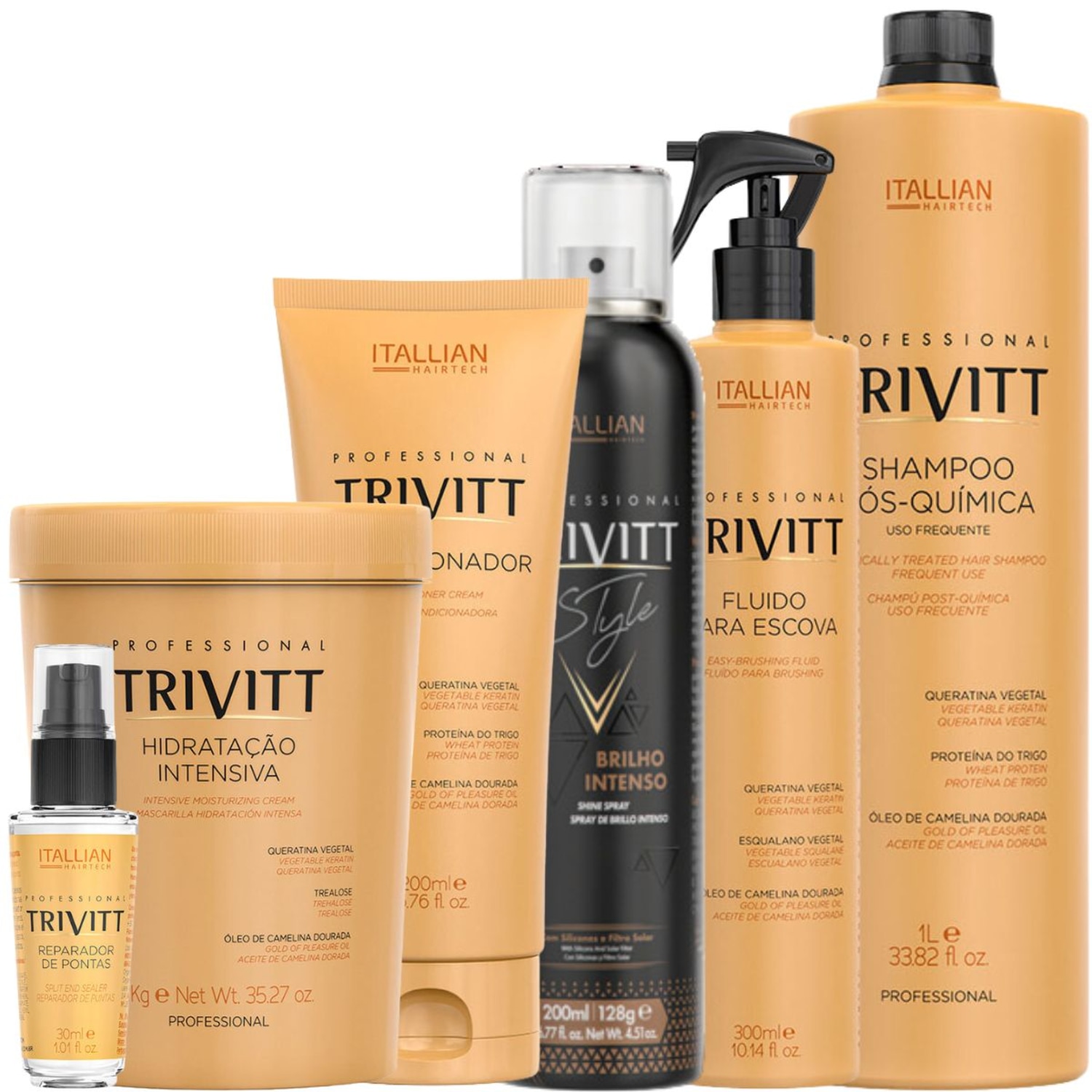 Kit Itallian Hairtech Professional Trivitt Reparação Luminosa (6 Produtos)