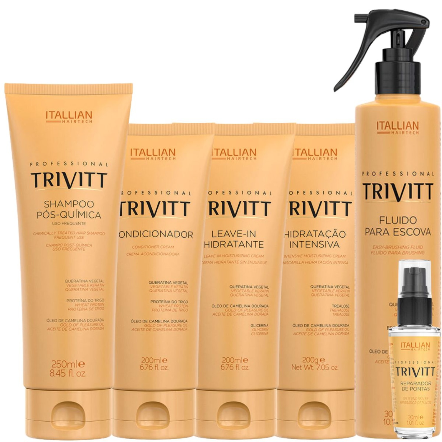 Kit Itallian Hairtech Six Trivitt Cabelos Pós Química (6 Produtos)