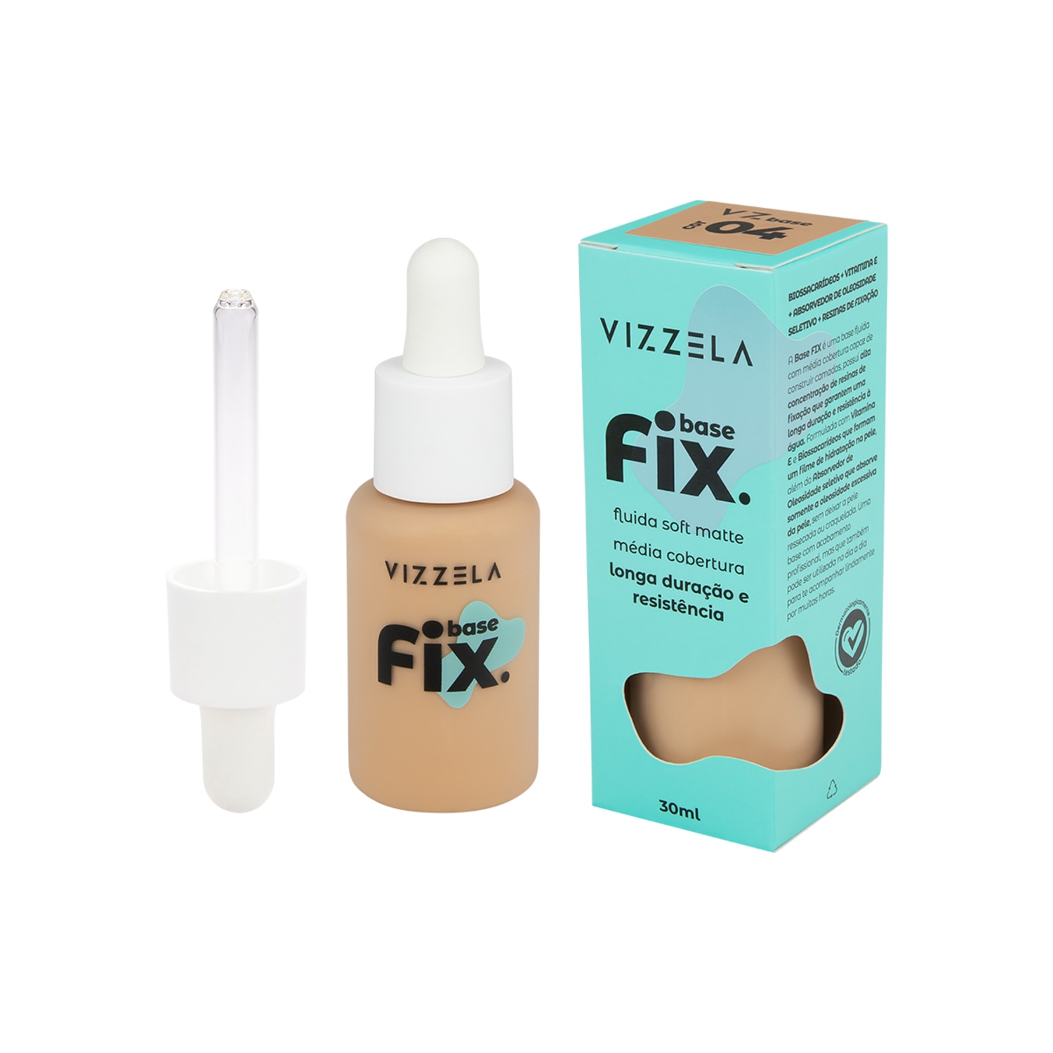 Vizzela Cosméticos Fix Cor 4 - Base Líquida 30ml