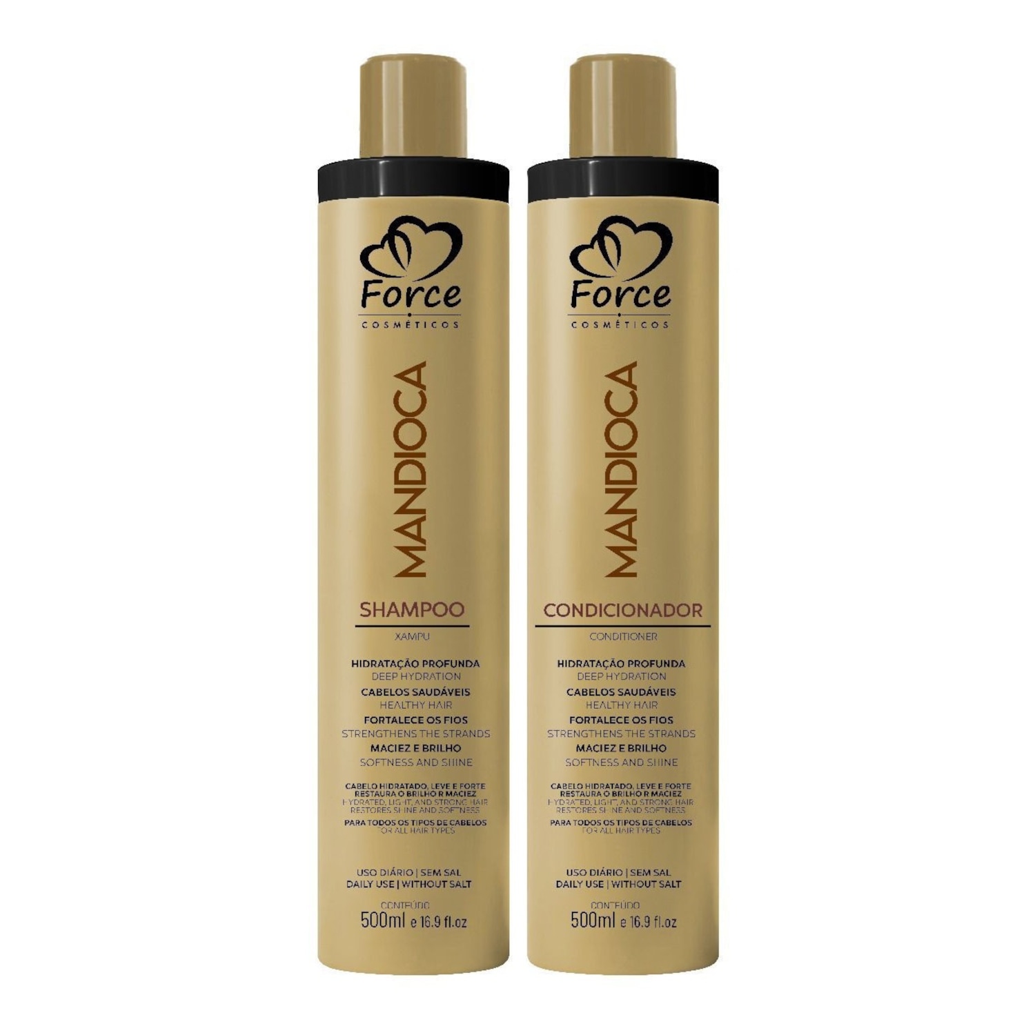 Kit Mandioca Shampoo + Condicionador 500ml – Hidratação Profunda