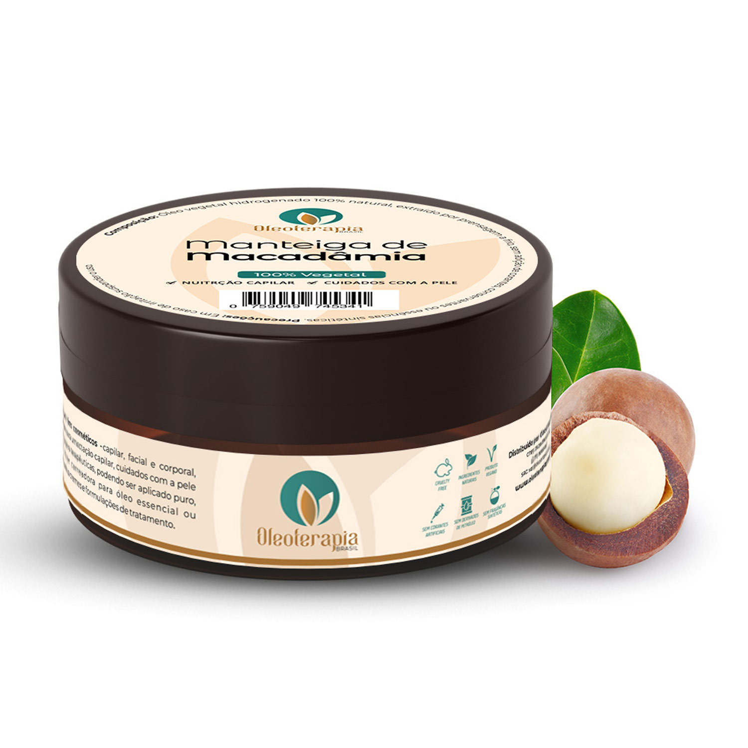 Oleoterapia Brasil Manteiga de Macadâmia - Manteiga Corporal e Capilar 60g
