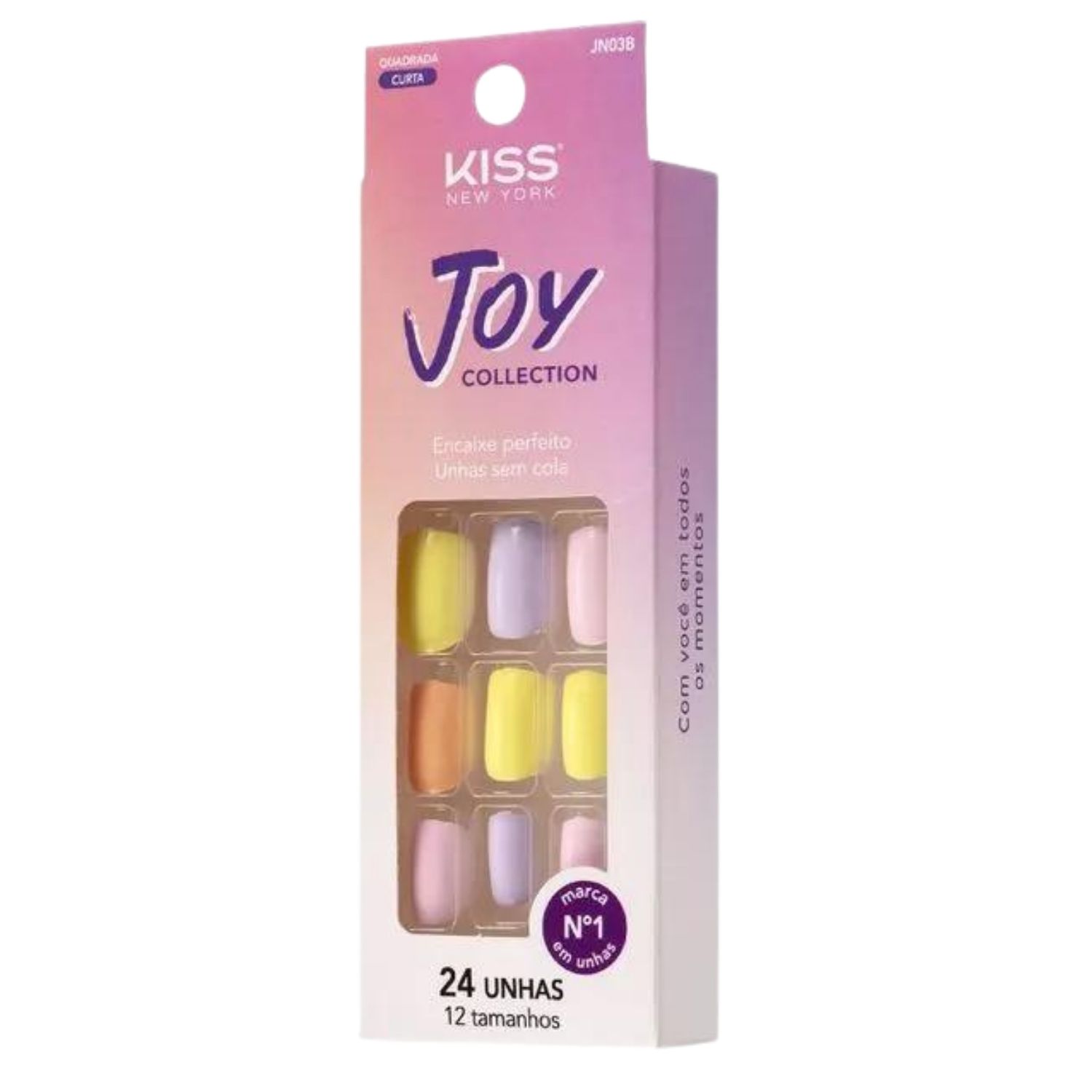Unhas Postiças Kiss Ny Joy Collection Quadrada 24un Jn03b