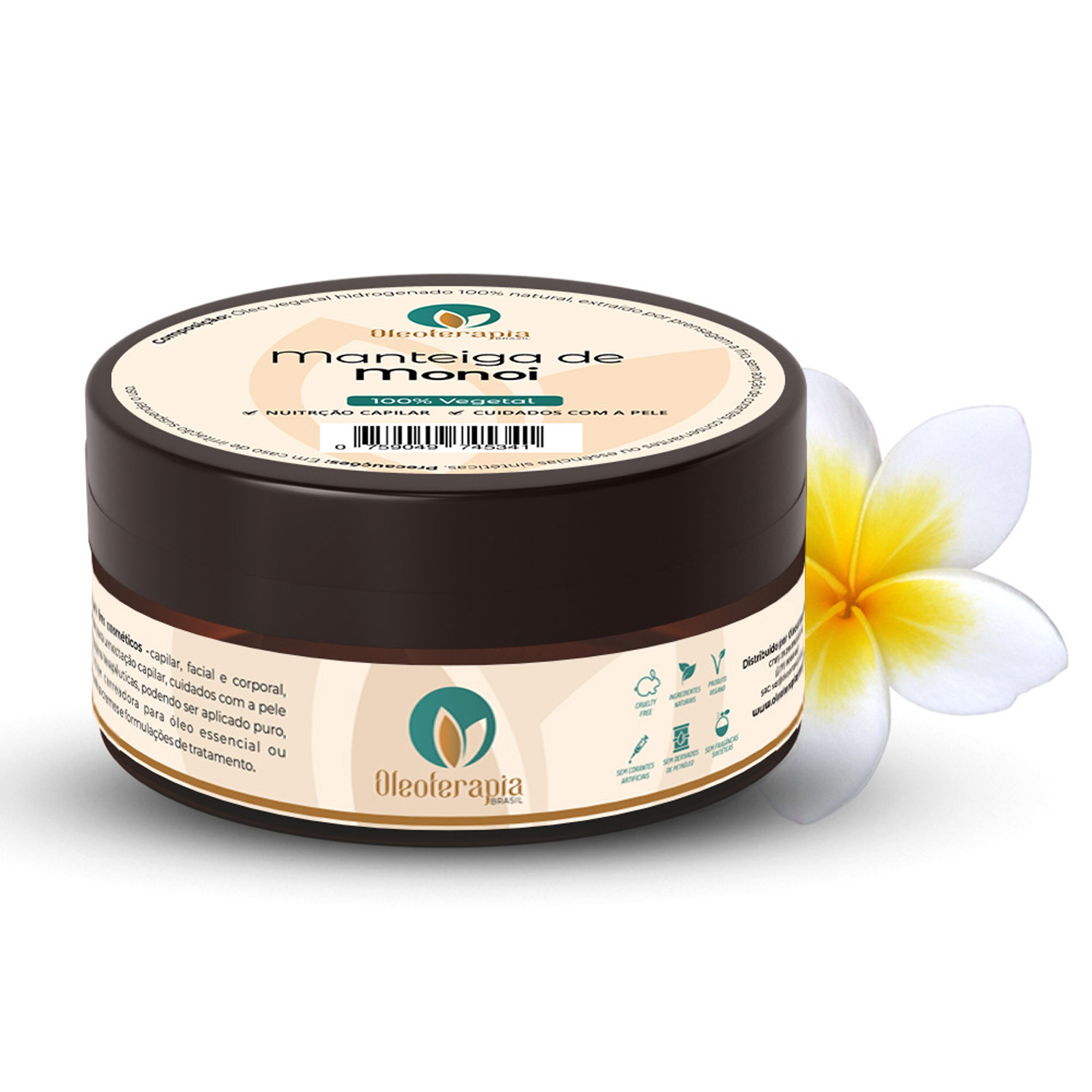 Oleoterapia Brasil Manteiga de Monoi Pura - Manteiga Corporal e Capilar 30g