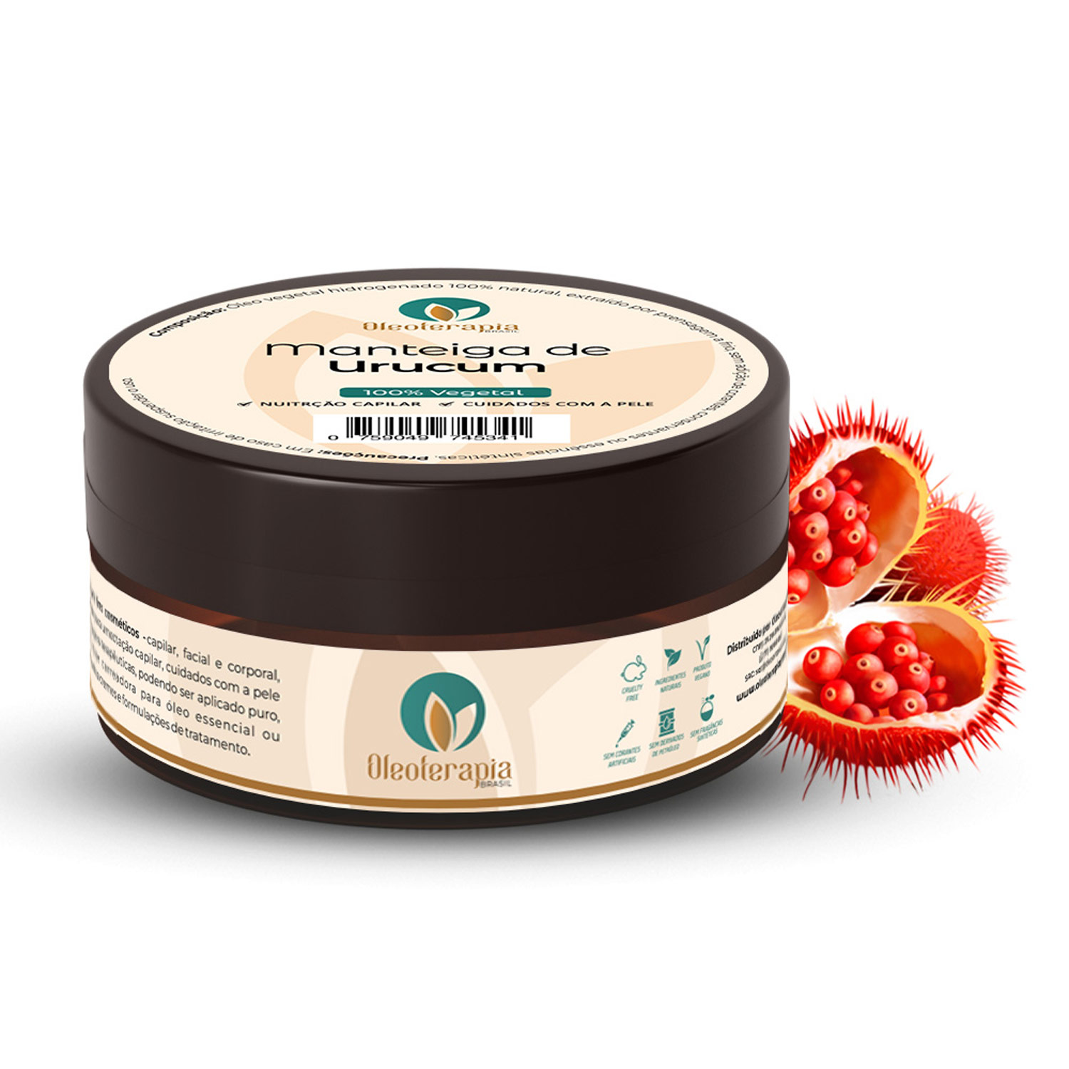 Oleoterapia Brasil Manteiga de Urucum - Manteiga Corporal e Capilar 30g