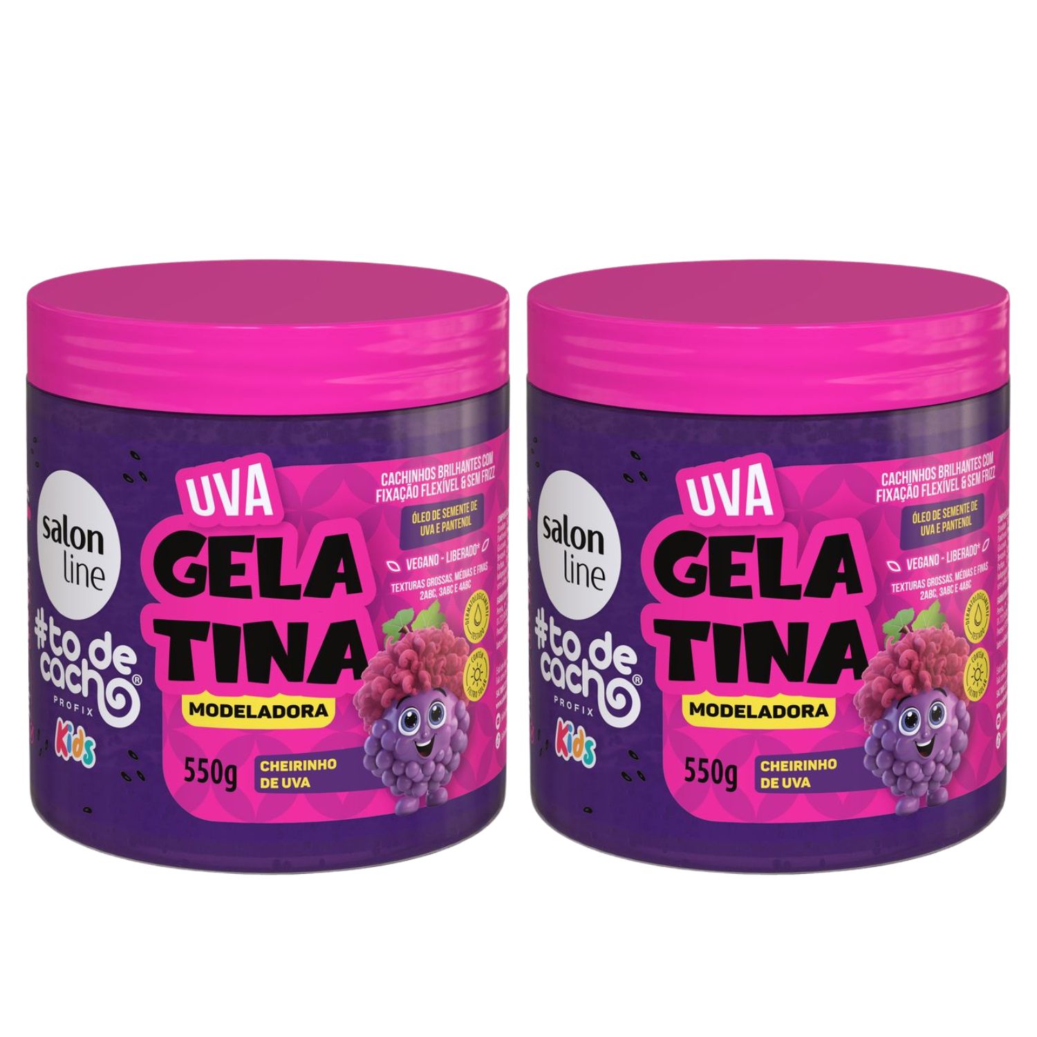 Kit Gelatina Modeladora Salon Line Kids Uva 550g Com 2