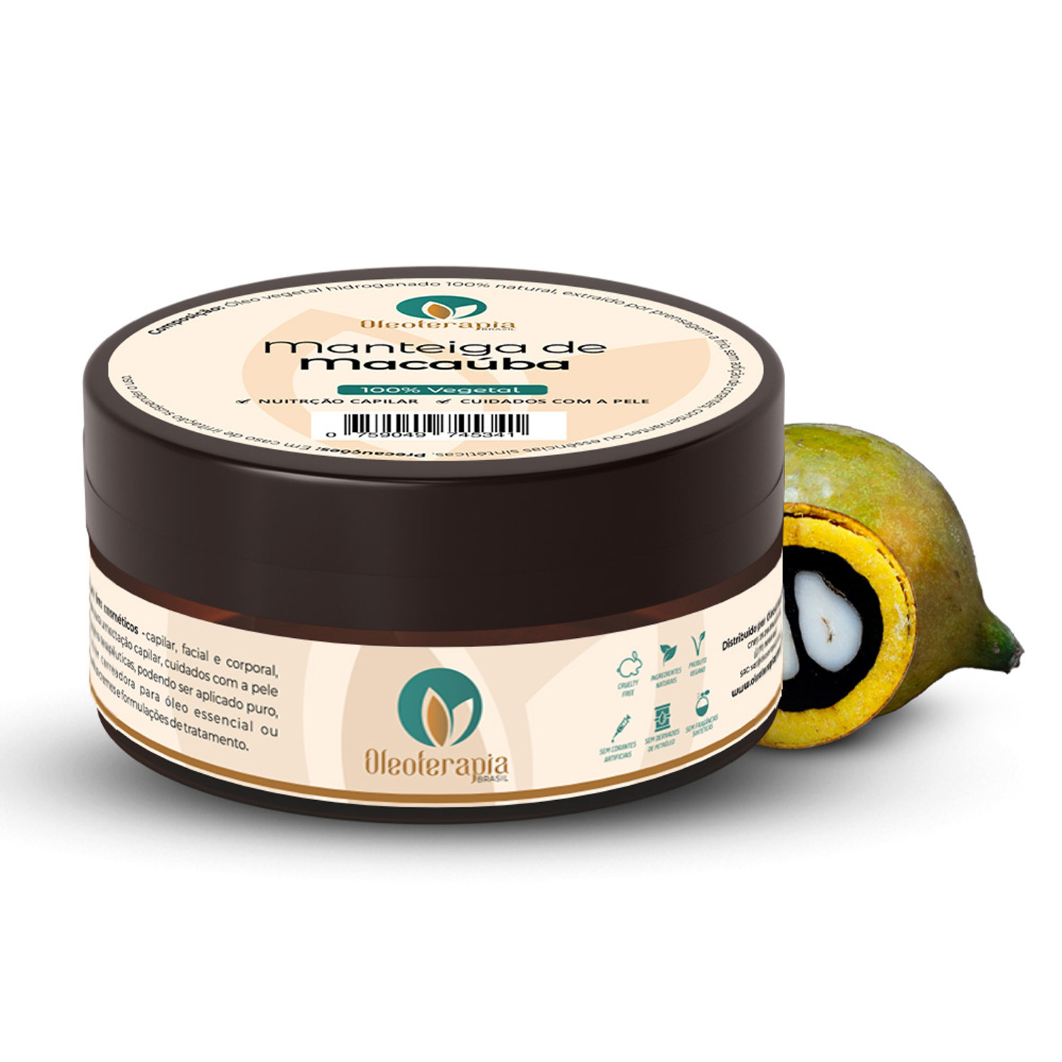Manteiga de Macaúba Pura e 100% natural uso capilar e corporal - 60g
