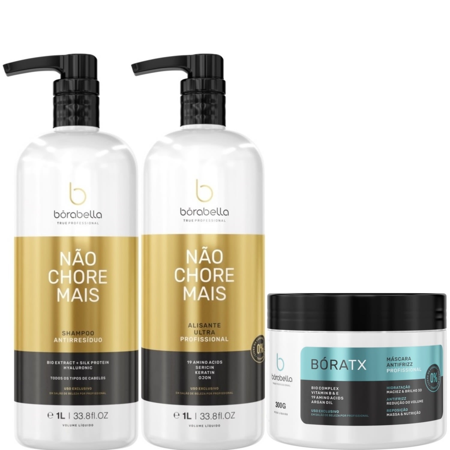 Borabella Kit Não Chore Mais 2x1L + Máscara Bóratx 300g