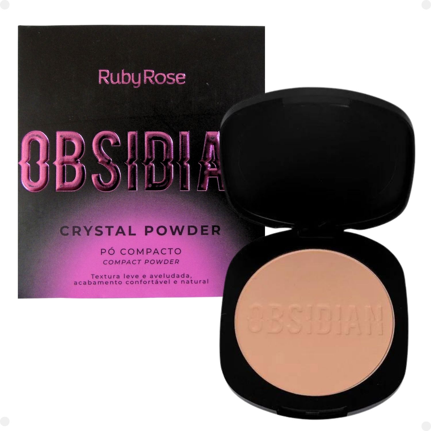 Ruby Rose Obsidian Crystal Powder PC04 - Pó Compacto 42g