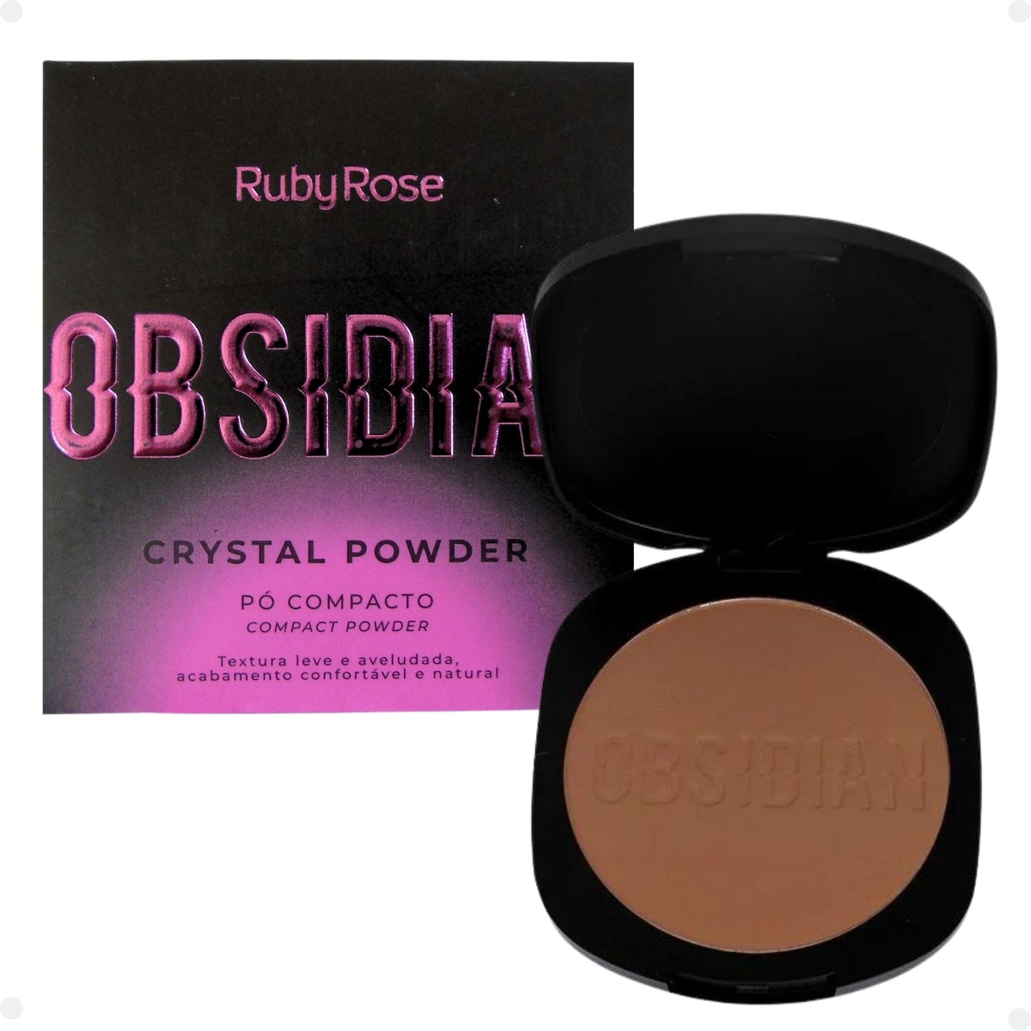 Ruby Rose Obsidian Crystal Powder PC17 - Pó Compacto 42g