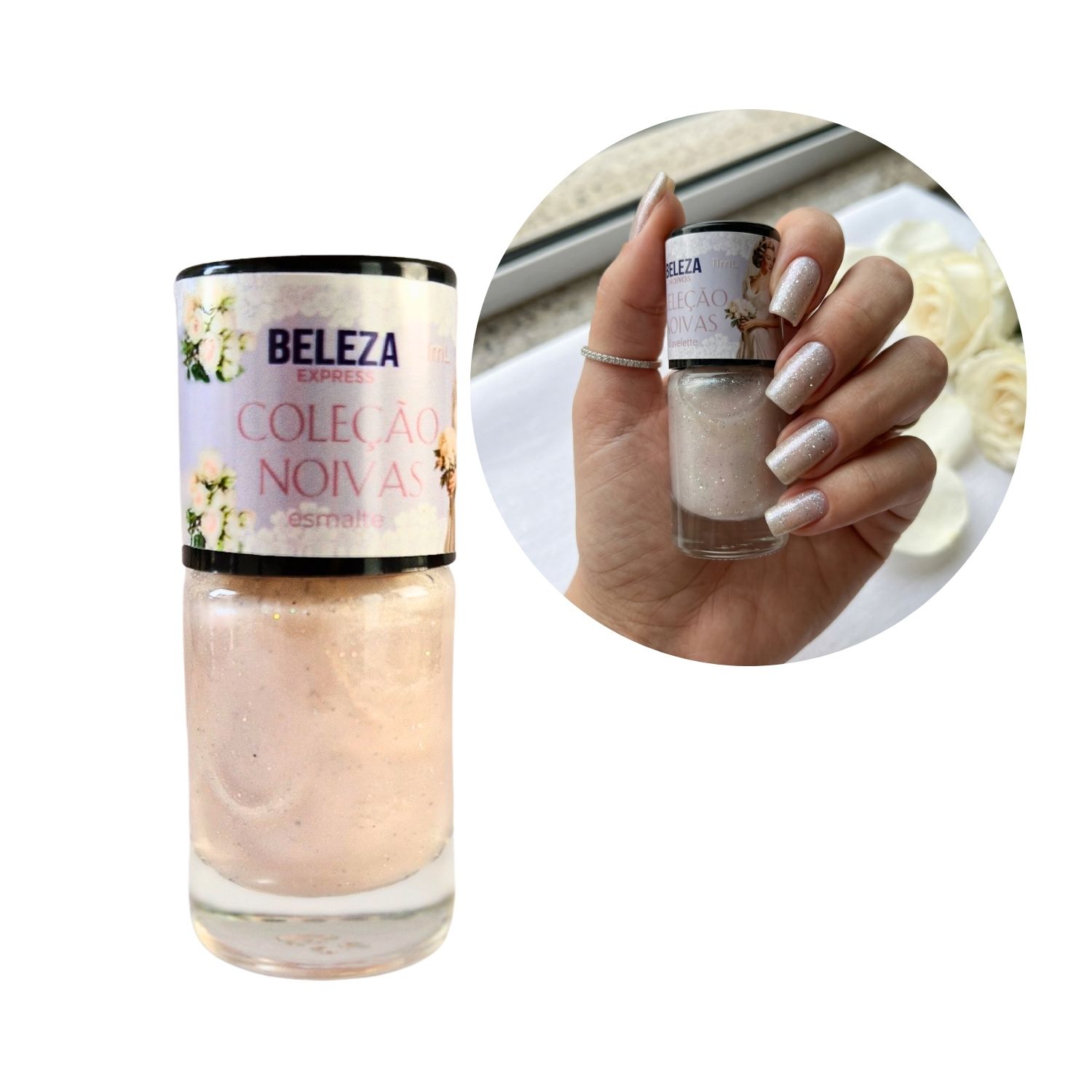 Esmalte Coleção Noivas Beleza Express cor #teambride glitter