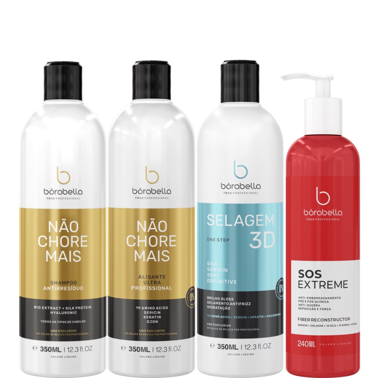 Borabella Kit Não Chore Mais + Selagem 3D 3x350ml + SOS