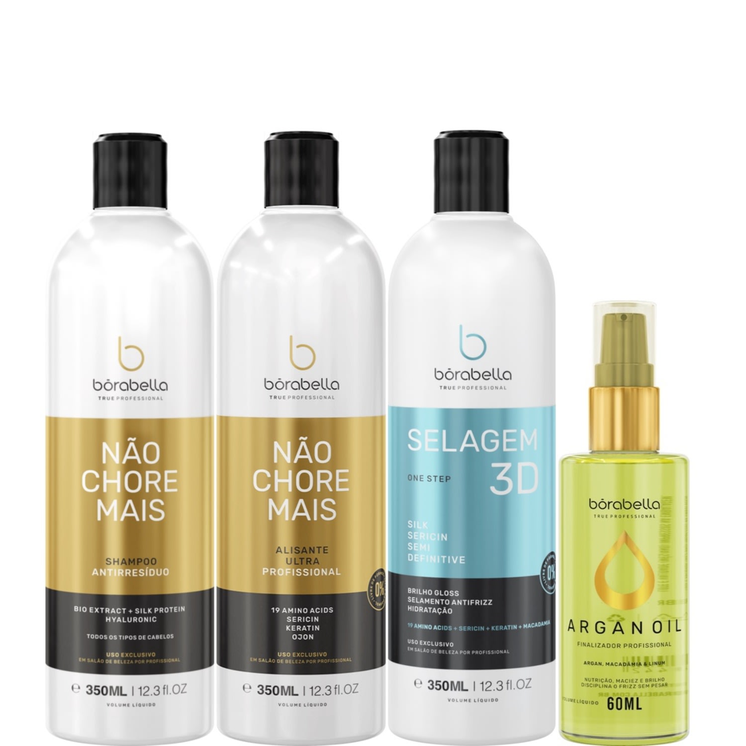 Borabella Kit Não Chore Mais + Selagem 3x350ml + Argan 60ml