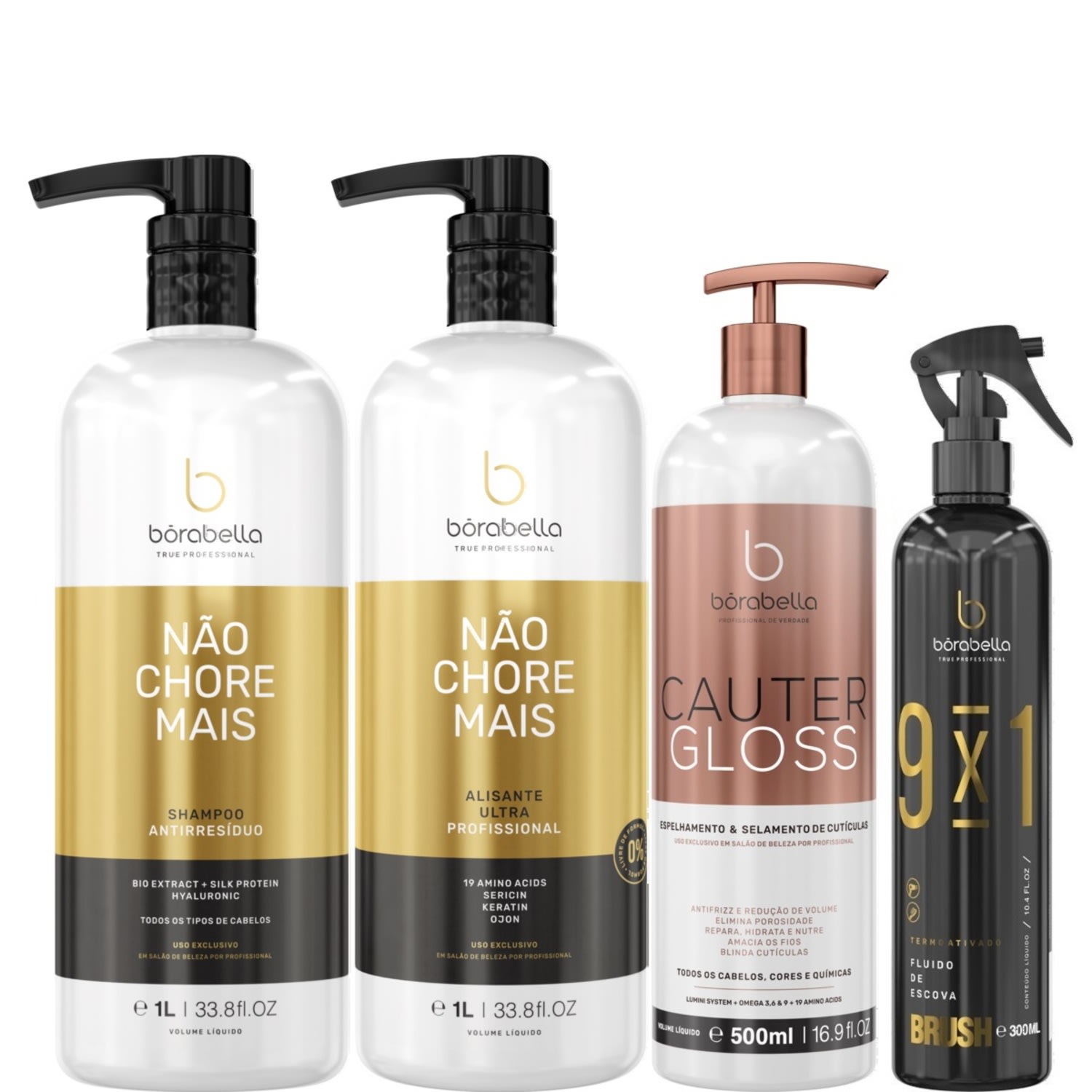 Borabella Kit Não Chore Mais 1L + Cauter 500ml + Fluido 300ml