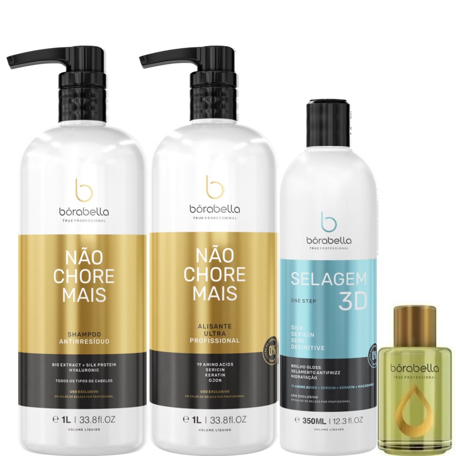 Borabella Kit Não Chore Mais 1L + Selagem 350ml + Argan 7ml
