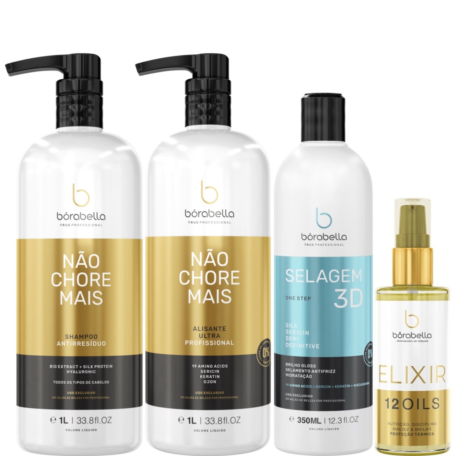 Borabella Kit Não Chore Mais 2x1L + Selagem 350ml + Elixir